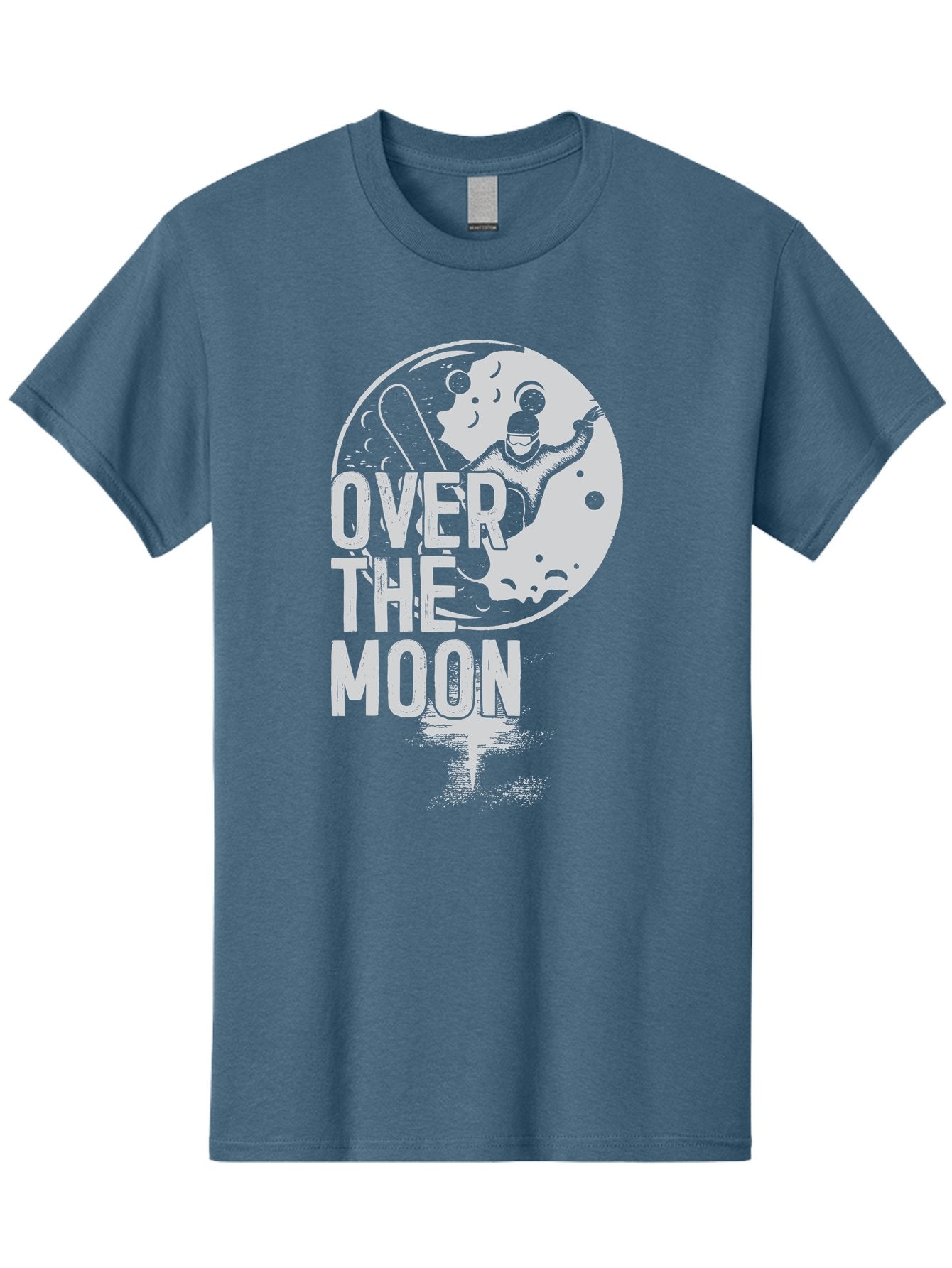 Over-The-Moon Men'S Graphic Tee, 100% Cotton, Comfortable Casual Summer Wear, Machine Washable, Moon Graphic, Astronaut Illustration, Space Exploration, Moon Landing, Celestial Body, Over The Moon Text, Retro-Futuristic Design, Aab951 10