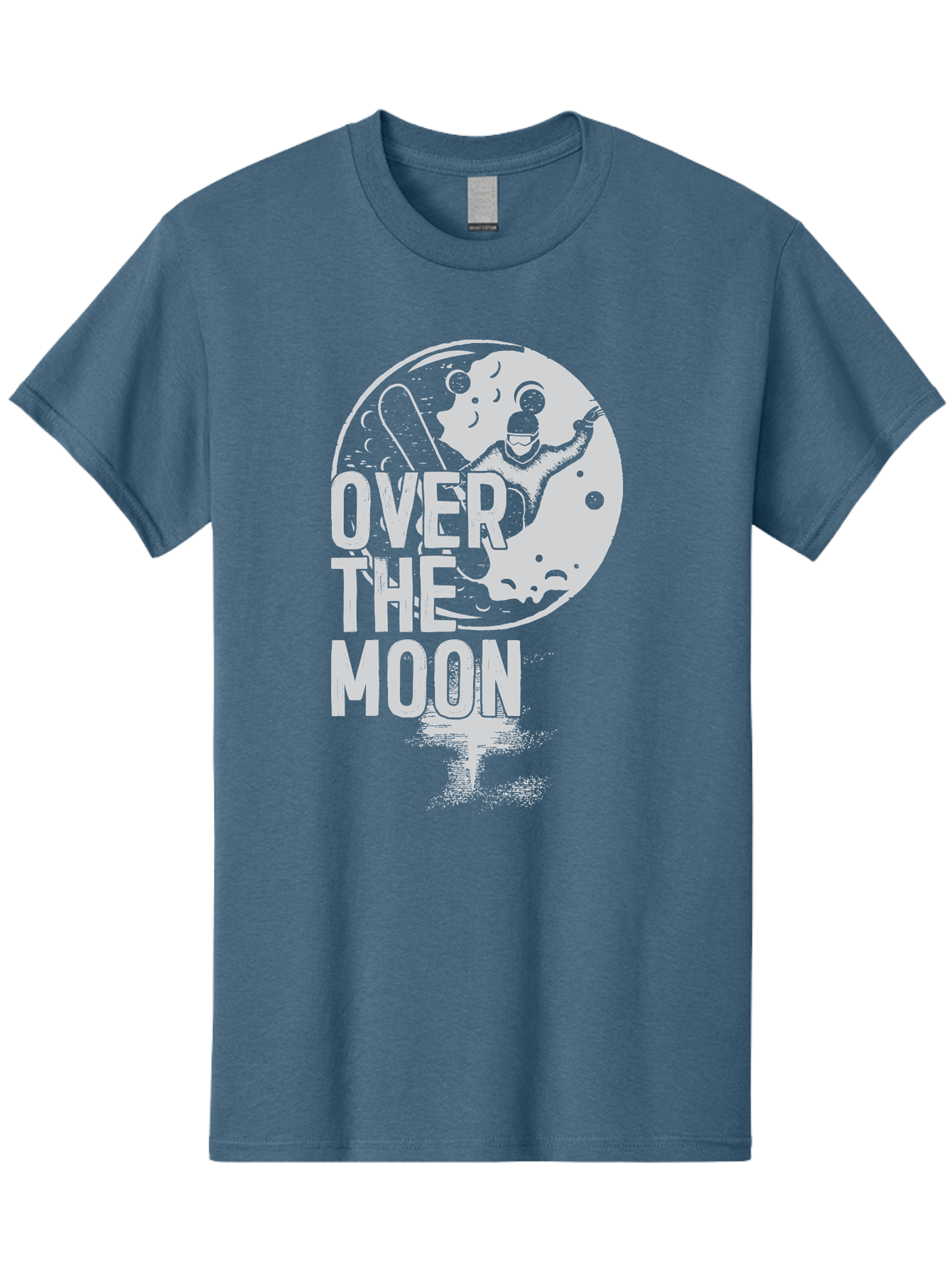 Over-The-Moon Men'S Graphic Tee, 100% Cotton, Comfortable Casual Summer Wear, Machine Washable, Moon Graphic, Astronaut Illustration, Space Exploration, Moon Landing, Celestial Body, Over The Moon Text, Retro-Futuristic Design, Aab951 27