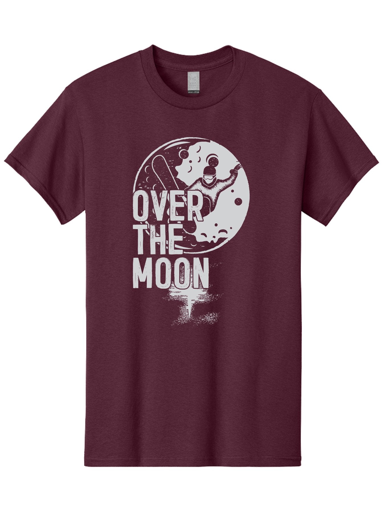 Over-The-Moon Men'S Graphic Tee, 100% Cotton, Comfortable Casual Summer Wear, Machine Washable, Moon Graphic, Astronaut Illustration, Space Exploration, Moon Landing, Celestial Body, Over The Moon Text, Retro-Futuristic Design, Aab951 4