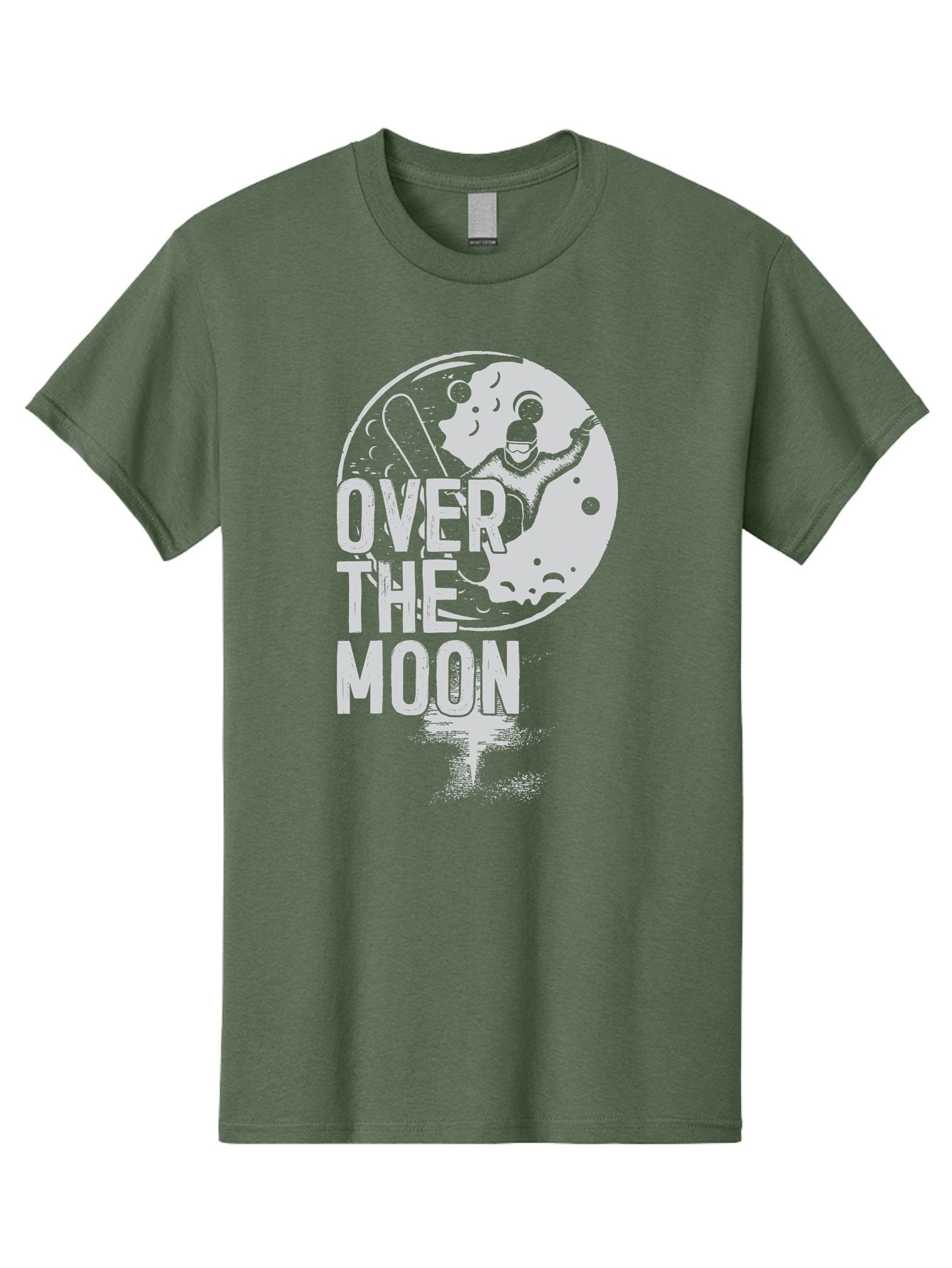 Over-The-Moon Men'S Graphic Tee, 100% Cotton, Comfortable Casual Summer Wear, Machine Washable, Moon Graphic, Astronaut Illustration, Space Exploration, Moon Landing, Celestial Body, Over The Moon Text, Retro-Futuristic Design, Aab951 5