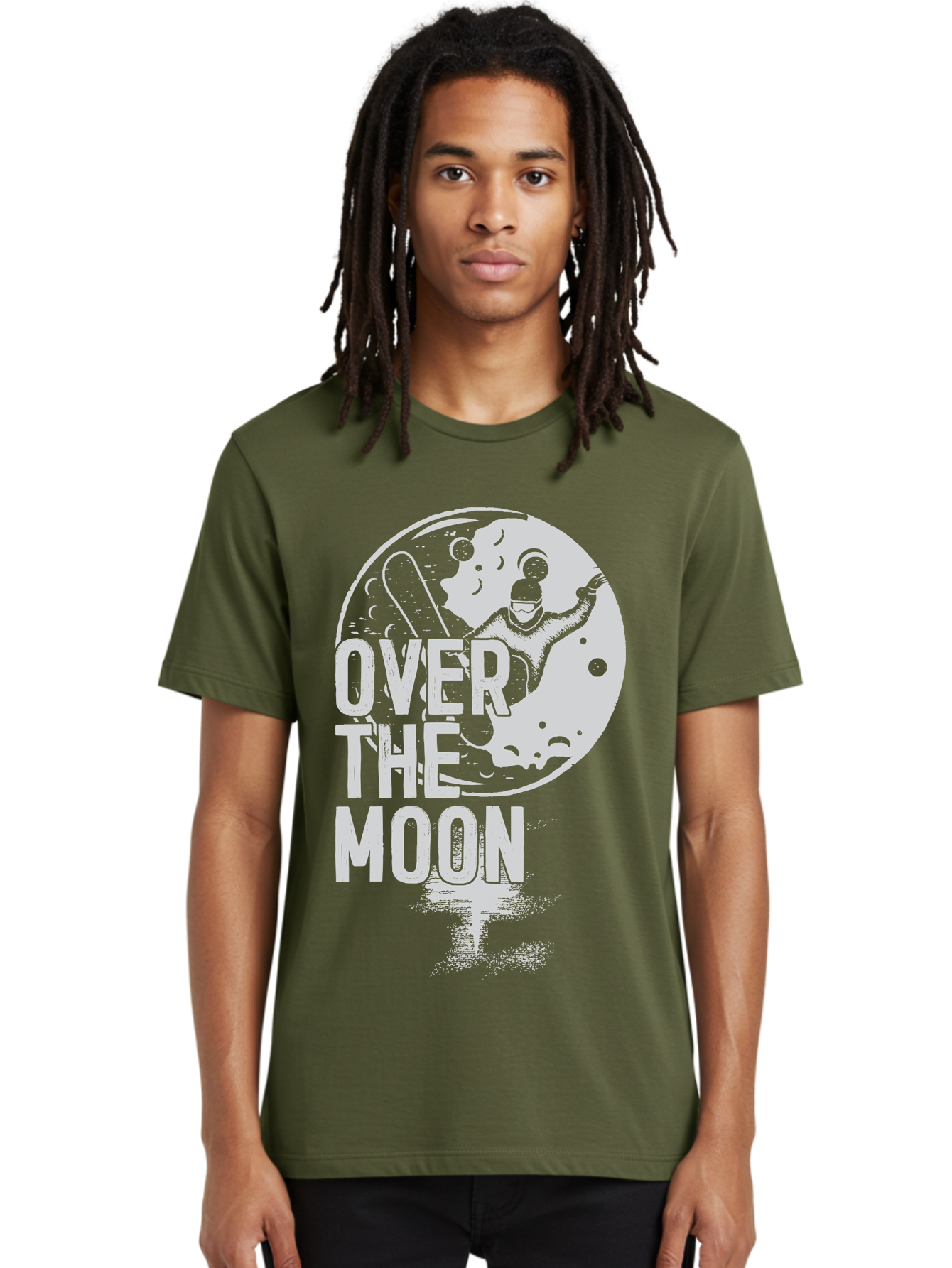 Over-The-Moon Men'S Graphic Tee, 100% Cotton, Comfortable Casual Summer Wear, Machine Washable, Moon Graphic, Astronaut Illustration, Space Exploration, Moon Landing, Celestial Body, Over The Moon Text, Retro-Futuristic Design, Aab951 16