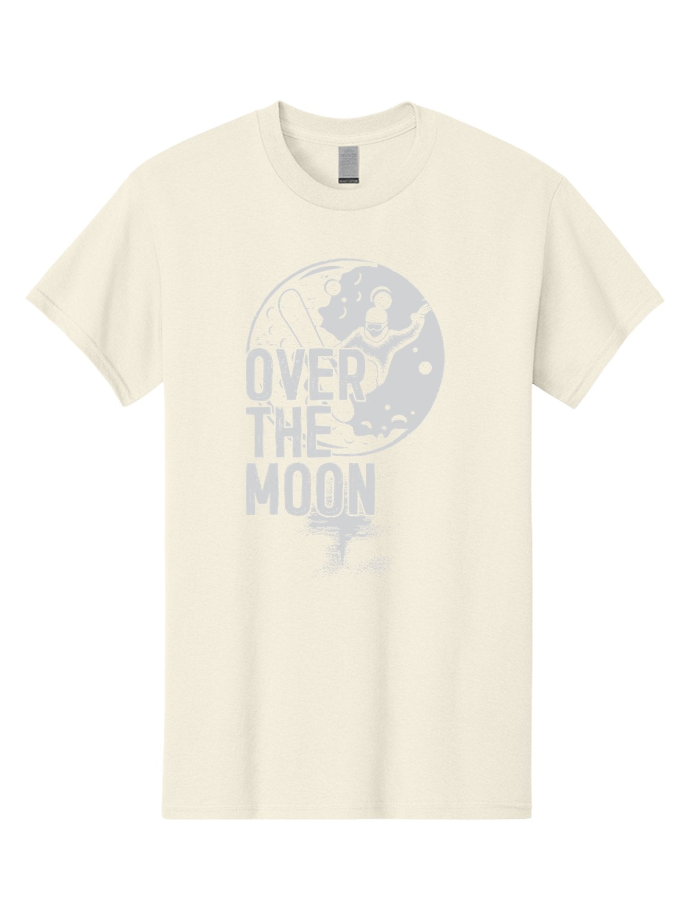 Over-The-Moon Men'S Graphic Tee, 100% Cotton, Comfortable Casual Summer Wear, Machine Washable, Moon Graphic, Astronaut Illustration, Space Exploration, Moon Landing, Celestial Body, Over The Moon Text, Retro-Futuristic Design, Aab951 9