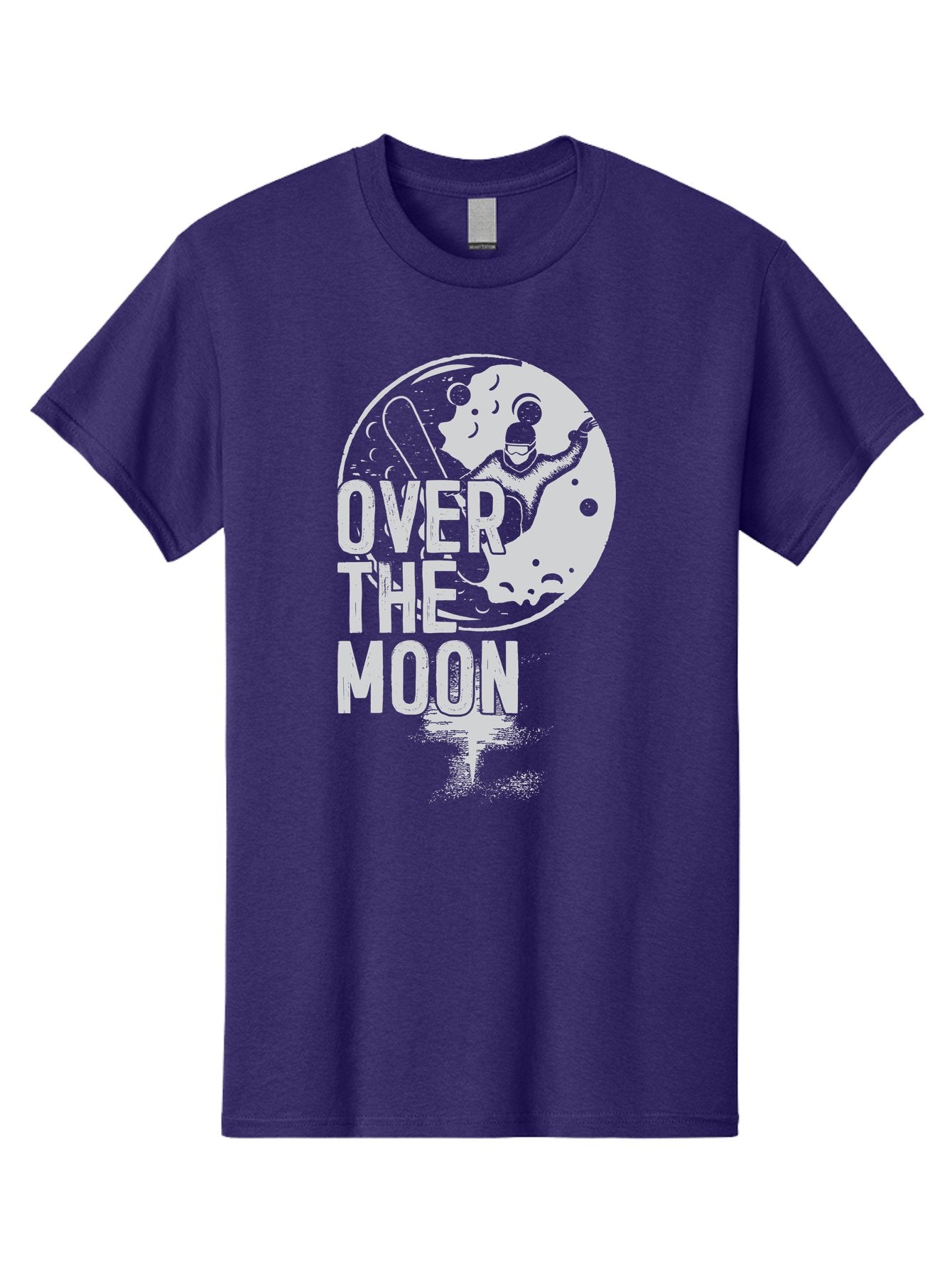 Over-The-Moon Men'S Graphic Tee, 100% Cotton, Comfortable Casual Summer Wear, Machine Washable, Moon Graphic, Astronaut Illustration, Space Exploration, Moon Landing, Celestial Body, Over The Moon Text, Retro-Futuristic Design, Aab951