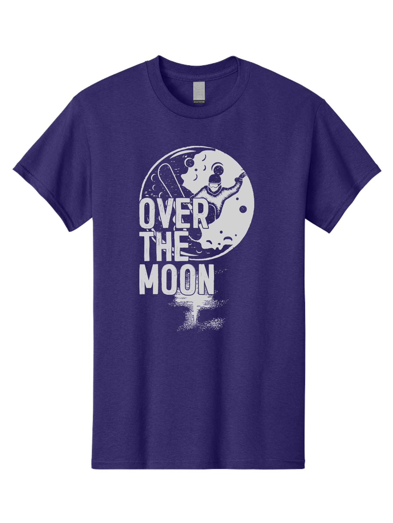 Over-The-Moon Men'S Graphic Tee, 100% Cotton, Comfortable Casual Summer Wear, Machine Washable, Moon Graphic, Astronaut Illustration, Space Exploration, Moon Landing, Celestial Body, Over The Moon Text, Retro-Futuristic Design, Aab951 21