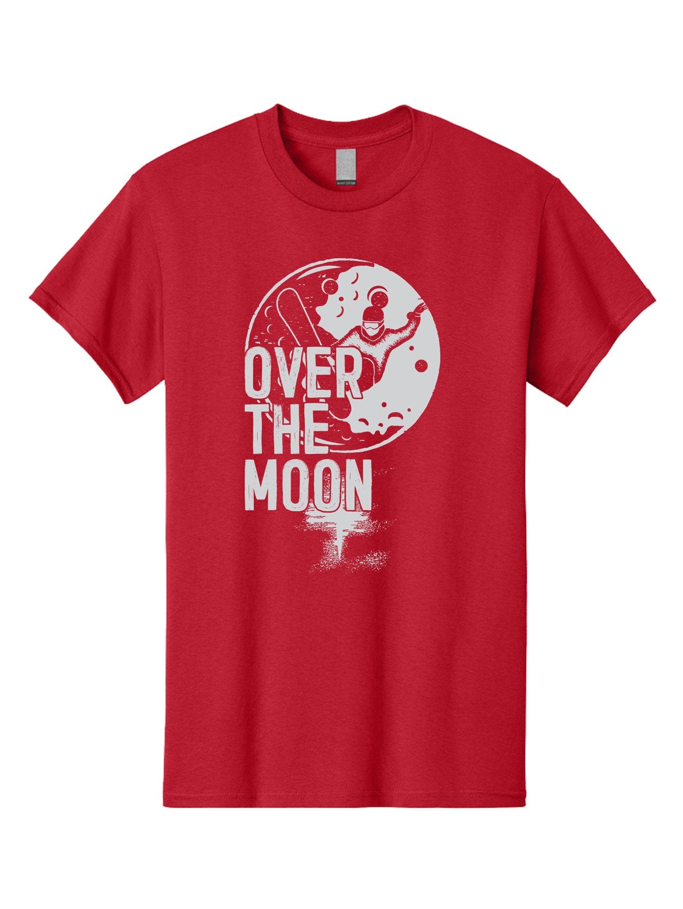 Over-The-Moon Men'S Graphic Tee, 100% Cotton, Comfortable Casual Summer Wear, Machine Washable, Moon Graphic, Astronaut Illustration, Space Exploration, Moon Landing, Celestial Body, Over The Moon Text, Retro-Futuristic Design, Aab951 3