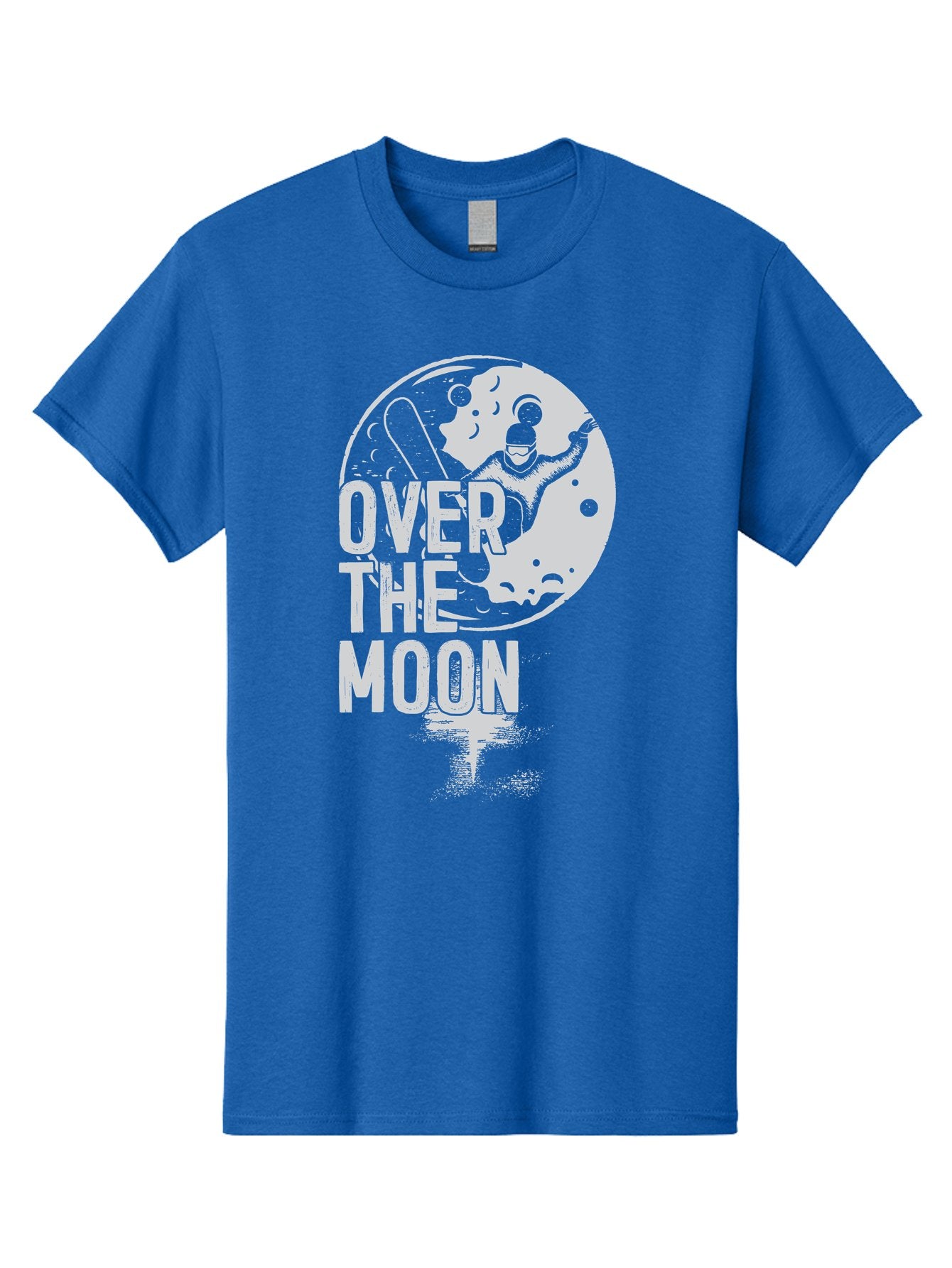 Over-The-Moon Men'S Graphic Tee, 100% Cotton, Comfortable Casual Summer Wear, Machine Washable, Moon Graphic, Astronaut Illustration, Space Exploration, Moon Landing, Celestial Body, Over The Moon Text, Retro-Futuristic Design, Aab951 13