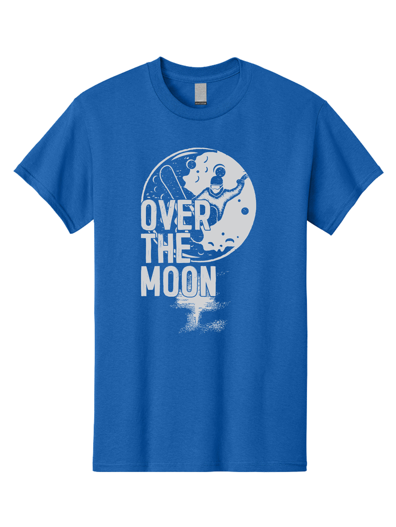 Over-The-Moon Men'S Graphic Tee, 100% Cotton, Comfortable Casual Summer Wear, Machine Washable, Moon Graphic, Astronaut Illustration, Space Exploration, Moon Landing, Celestial Body, Over The Moon Text, Retro-Futuristic Design, Aab951 29