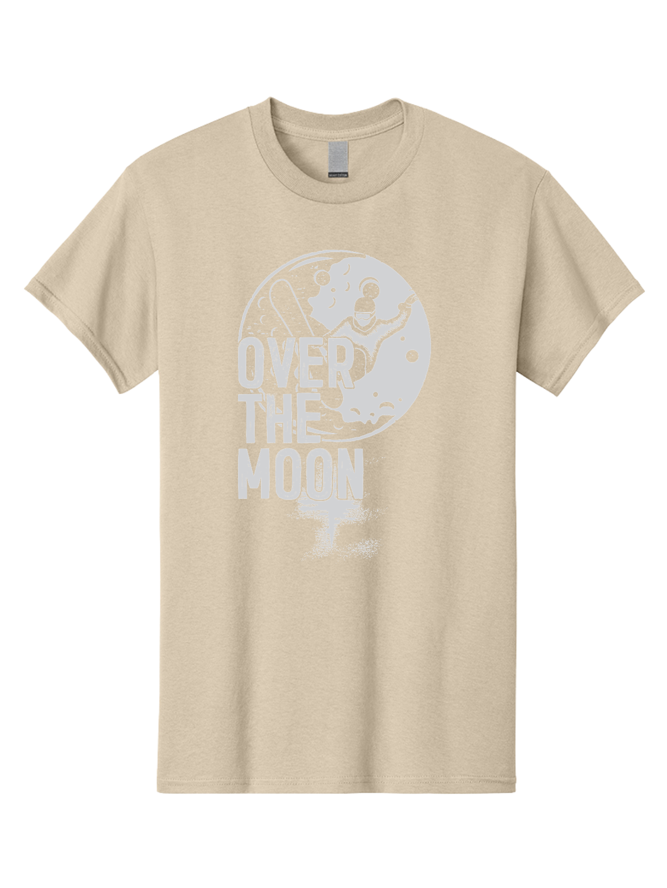 Over-The-Moon Men'S Graphic Tee, 100% Cotton, Comfortable Casual Summer Wear, Machine Washable, Moon Graphic, Astronaut Illustration, Space Exploration, Moon Landing, Celestial Body, Over The Moon Text, Retro-Futuristic Design, Aab951 25
