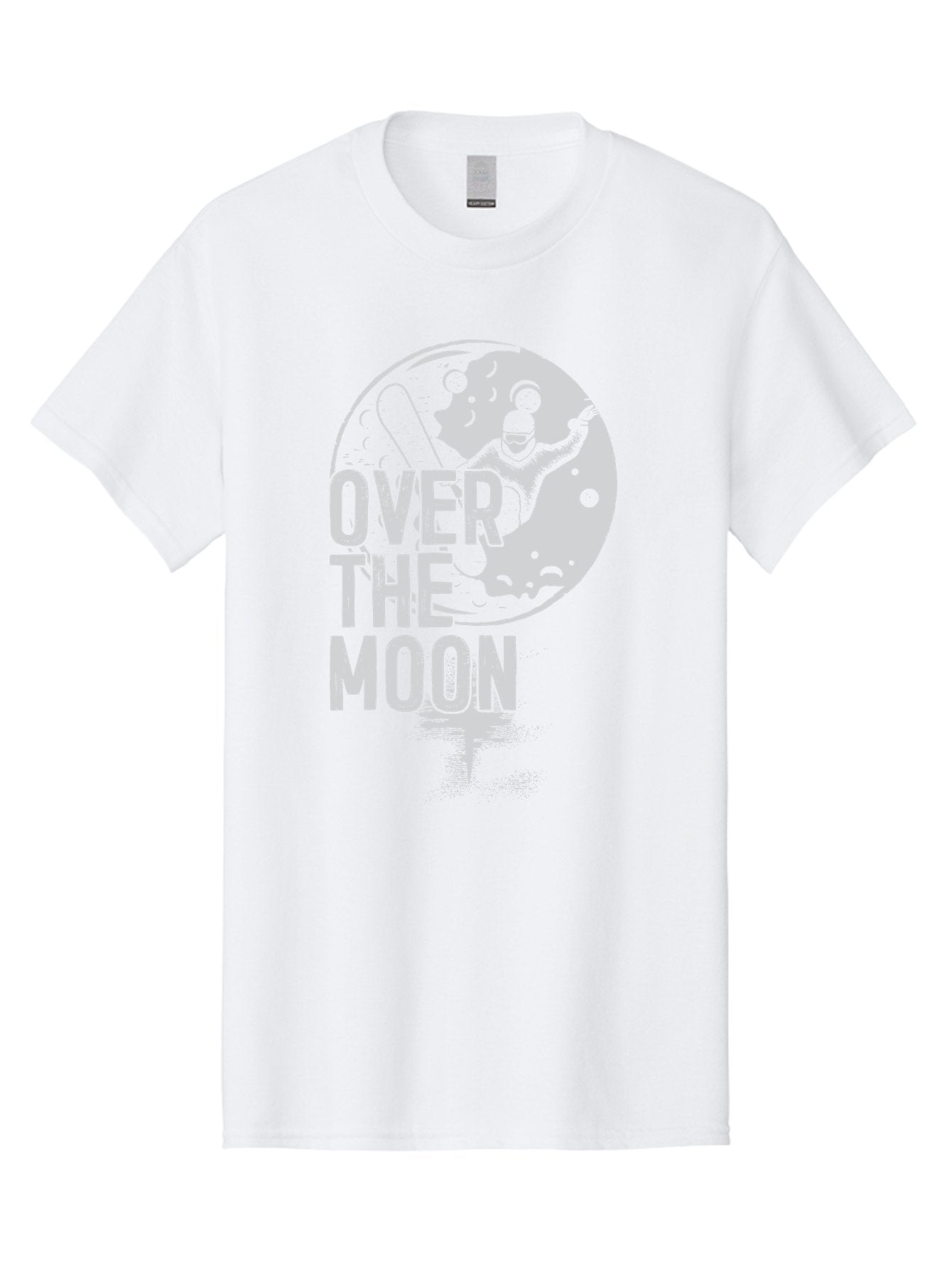 Over-The-Moon Men'S Graphic Tee, 100% Cotton, Comfortable Casual Summer Wear, Machine Washable, Moon Graphic, Astronaut Illustration, Space Exploration, Moon Landing, Celestial Body, Over The Moon Text, Retro-Futuristic Design, Aab951 8
