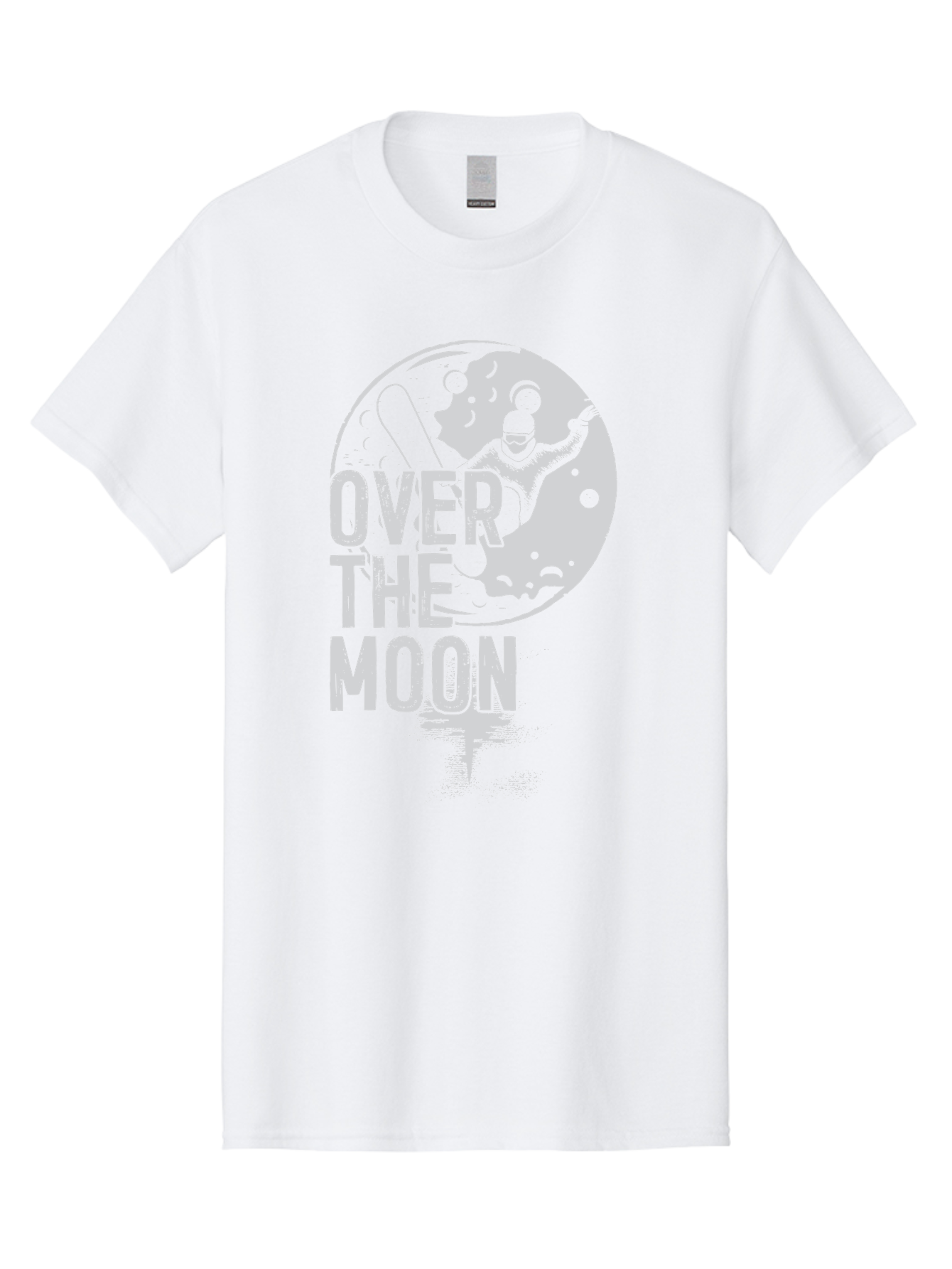 Over-The-Moon Men'S Graphic Tee, 100% Cotton, Comfortable Casual Summer Wear, Machine Washable, Moon Graphic, Astronaut Illustration, Space Exploration, Moon Landing, Celestial Body, Over The Moon Text, Retro-Futuristic Design, Aab951 11