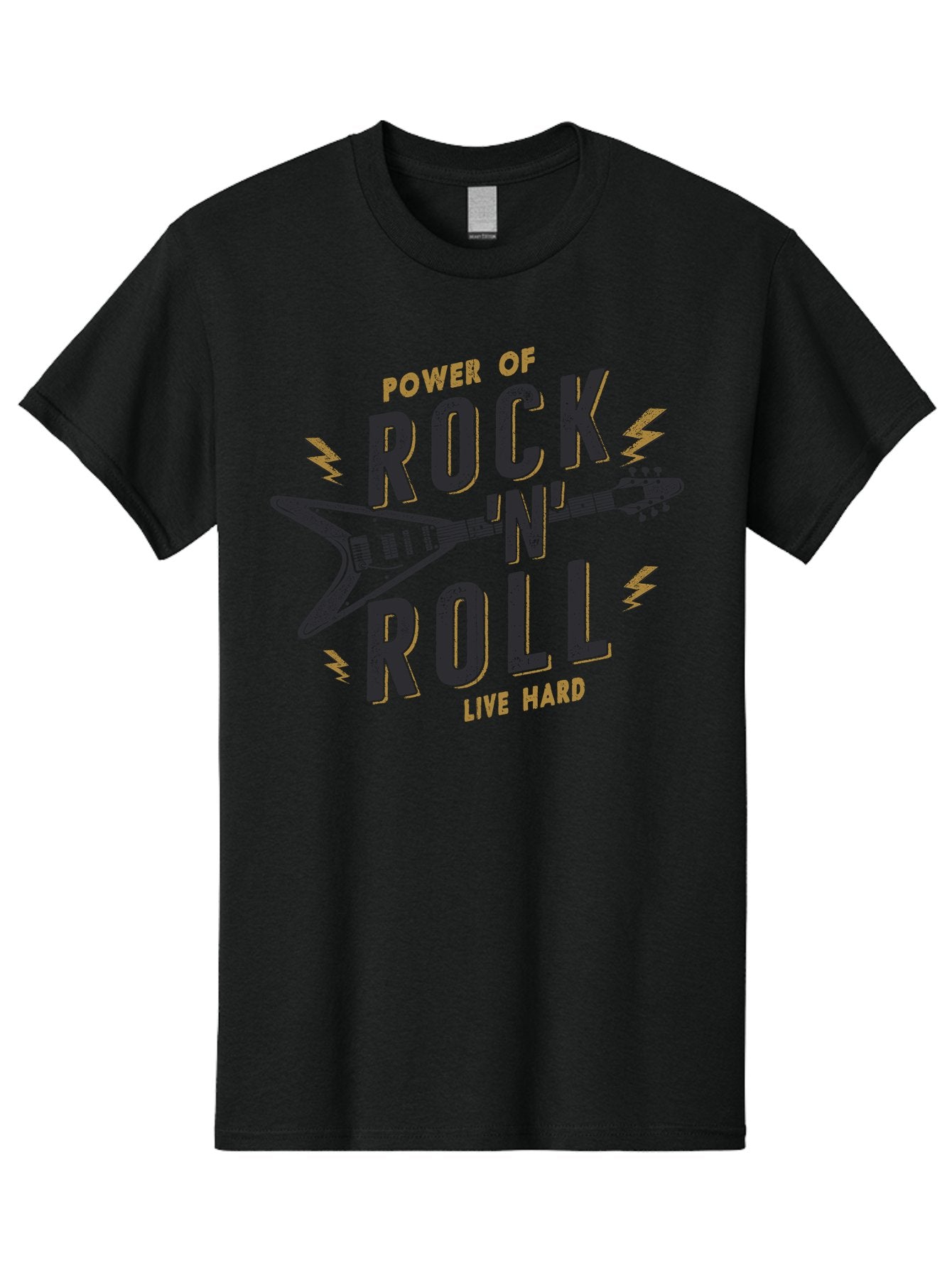 Power-Of-Rock-N-Roll-1 Men'S Graphic Tee, 100% Cotton, Comfortable Casual Summer Wear, Machine Washable, Rock N Roll Music, Electric Guitar, Live Hard, Rock On, Music Festival, Rock Concert, Guitar Lover, Rock Culture, Music Enthusiast Aab952 9