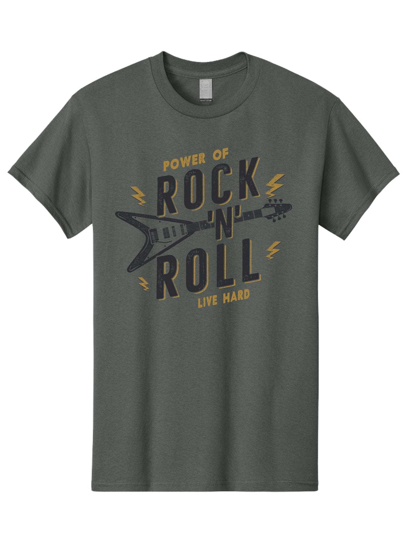 Power-Of-Rock-N-Roll-1 Men'S Graphic Tee, 100% Cotton, Comfortable Casual Summer Wear, Machine Washable, Rock N Roll Music, Electric Guitar, Live Hard, Rock On, Music Festival, Rock Concert, Guitar Lover, Rock Culture, Music Enthusiast Aab952 15