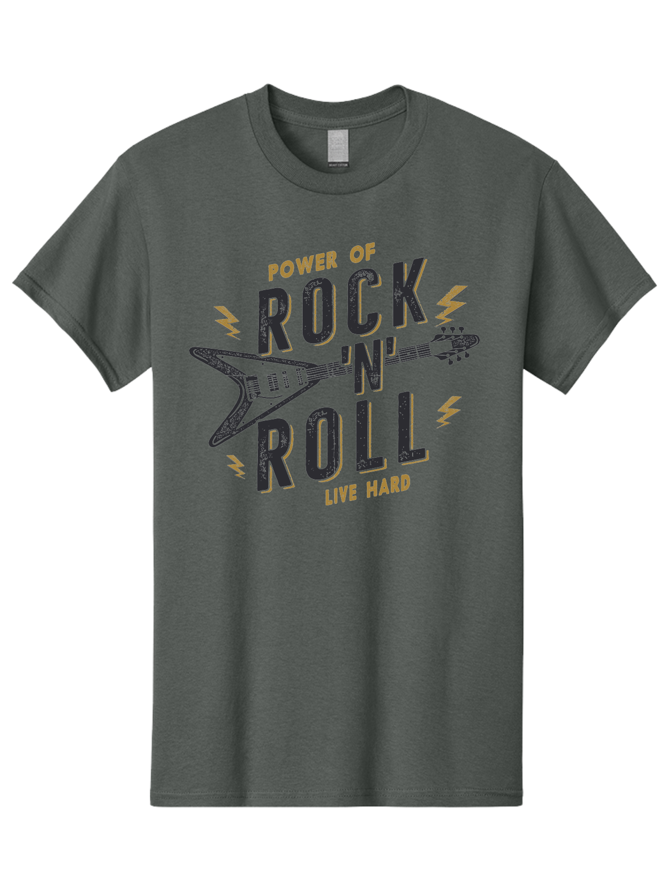 Power-Of-Rock-N-Roll-1 Men'S Graphic Tee, 100% Cotton, Comfortable Casual Summer Wear, Machine Washable, Rock N Roll Music, Electric Guitar, Live Hard, Rock On, Music Festival, Rock Concert, Guitar Lover, Rock Culture, Music Enthusiast Aab952