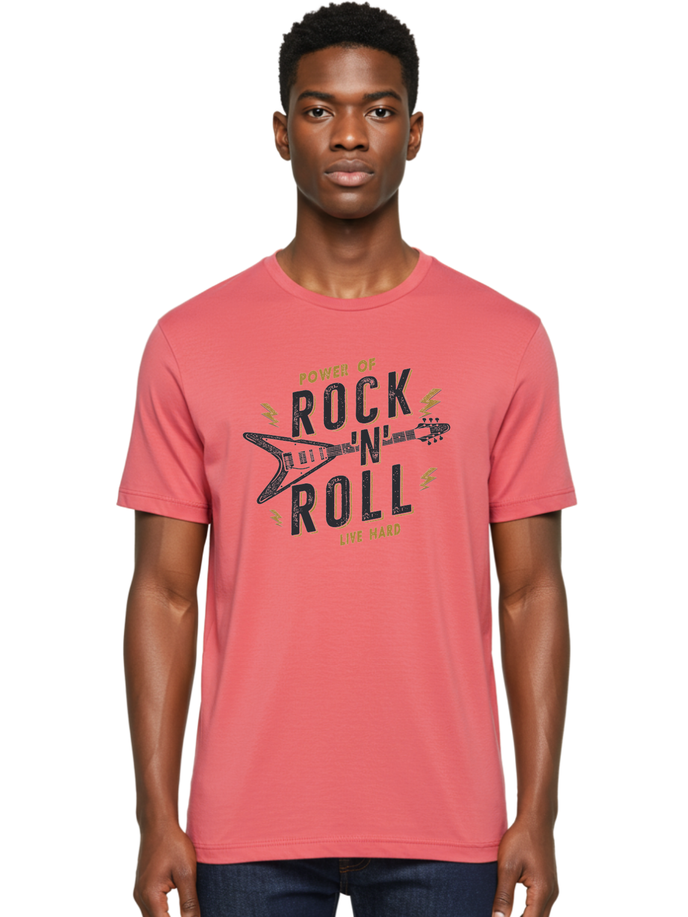 Power-Of-Rock-N-Roll-1 Men'S Graphic Tee, 100% Cotton, Comfortable Casual Summer Wear, Machine Washable, Rock N Roll Music, Electric Guitar, Live Hard, Rock On, Music Festival, Rock Concert, Guitar Lover, Rock Culture, Music Enthusiast Aab952 20