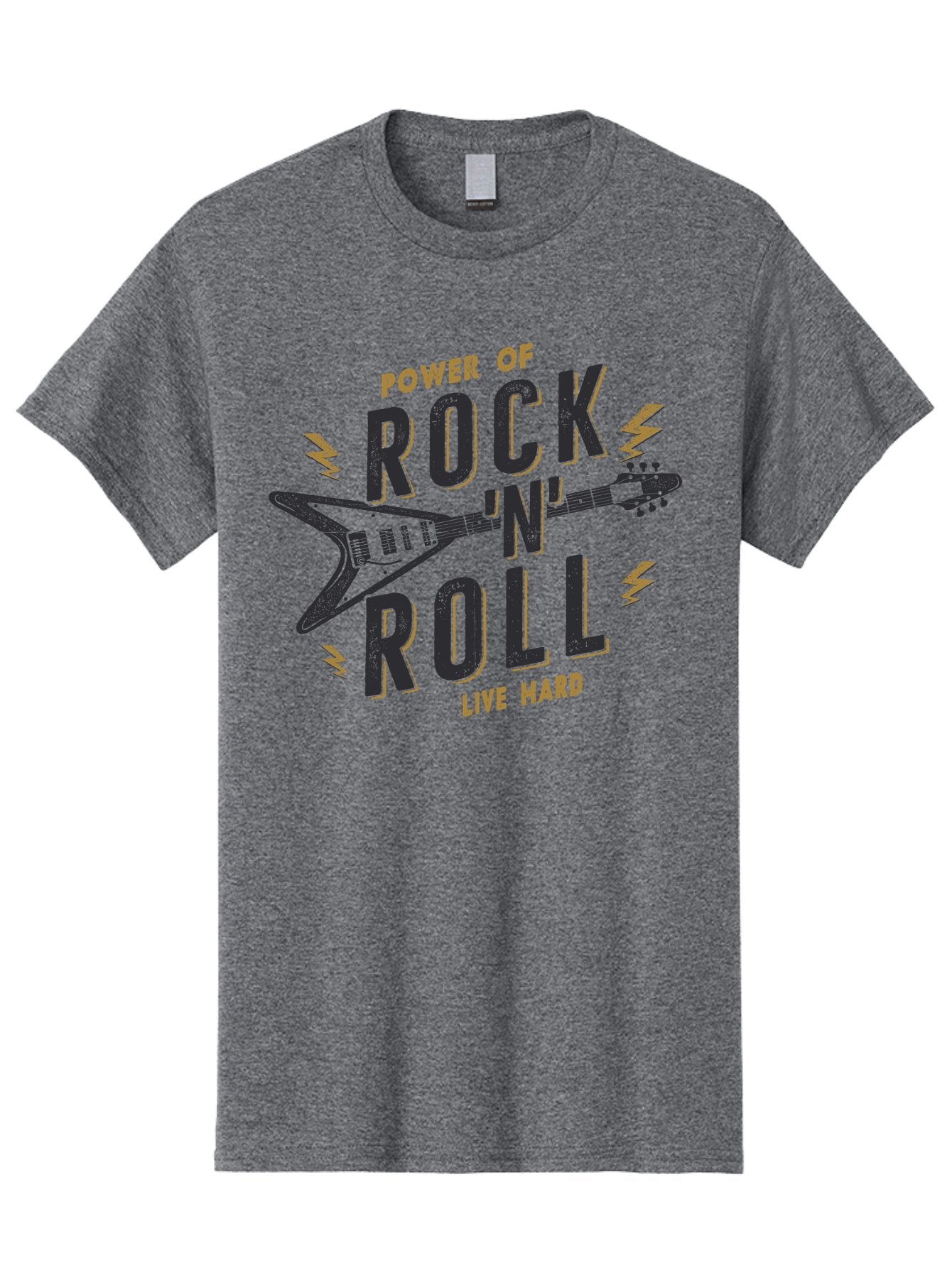 Power-Of-Rock-N-Roll-1 Men'S Graphic Tee, 100% Cotton, Comfortable Casual Summer Wear, Machine Washable, Rock N Roll Music, Electric Guitar, Live Hard, Rock On, Music Festival, Rock Concert, Guitar Lover, Rock Culture, Music Enthusiast Aab952