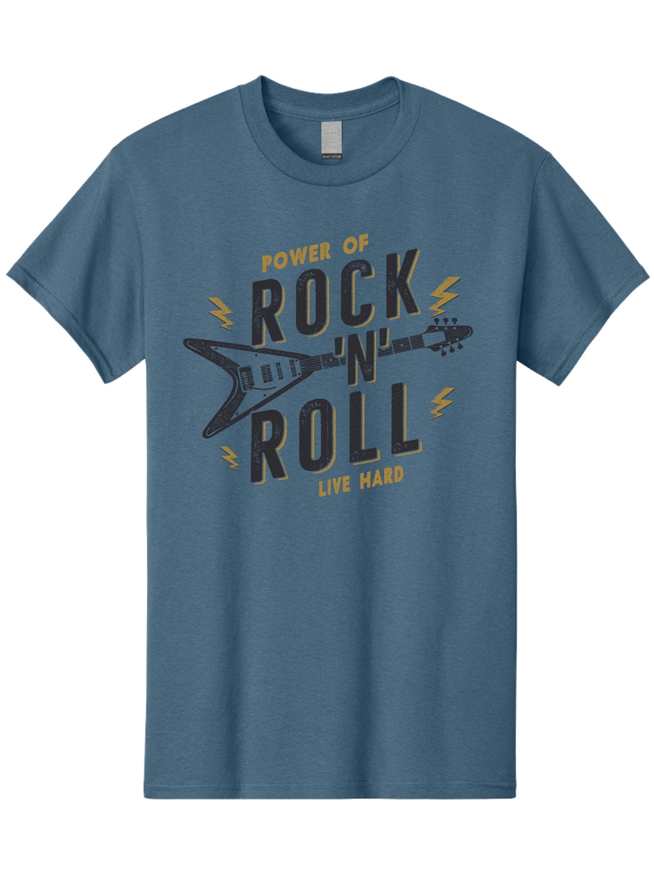 Power-Of-Rock-N-Roll-1 Men'S Graphic Tee, 100% Cotton, Comfortable Casual Summer Wear, Machine Washable, Rock N Roll Music, Electric Guitar, Live Hard, Rock On, Music Festival, Rock Concert, Guitar Lover, Rock Culture, Music Enthusiast Aab952 4