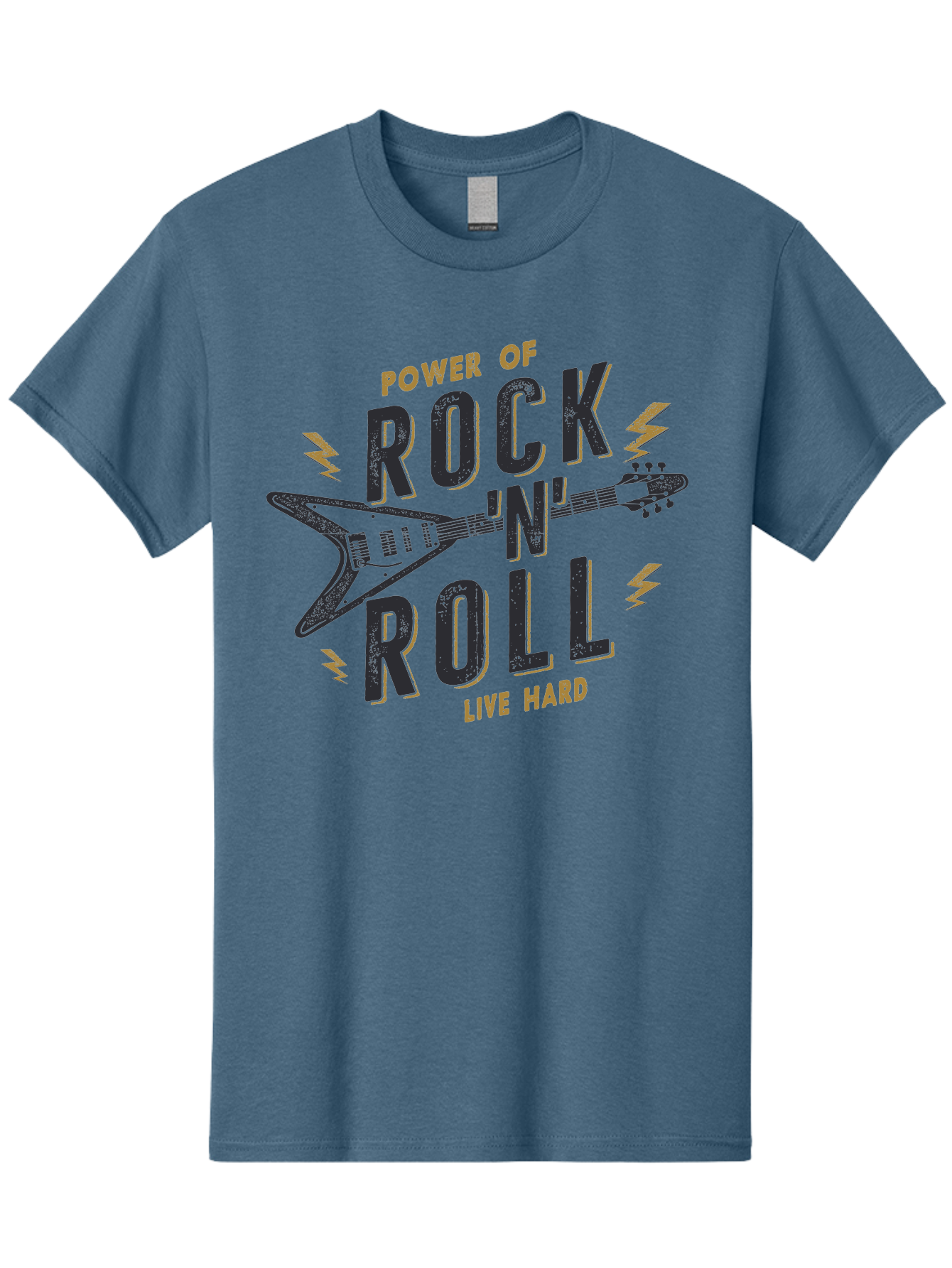 Power-Of-Rock-N-Roll-1 Men'S Graphic Tee, 100% Cotton, Comfortable Casual Summer Wear, Machine Washable, Rock N Roll Music, Electric Guitar, Live Hard, Rock On, Music Festival, Rock Concert, Guitar Lover, Rock Culture, Music Enthusiast Aab952 23