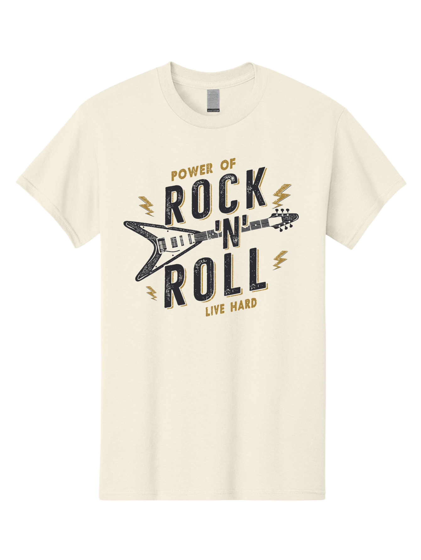 Power-Of-Rock-N-Roll-1 Men'S Graphic Tee, 100% Cotton, Comfortable Casual Summer Wear, Machine Washable, Rock N Roll Music, Electric Guitar, Live Hard, Rock On, Music Festival, Rock Concert, Guitar Lover, Rock Culture, Music Enthusiast Aab952 13