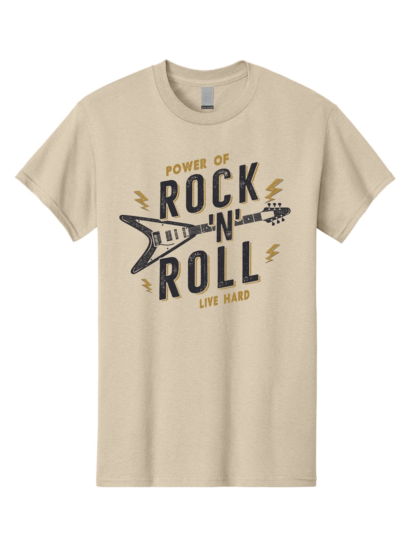 Power-Of-Rock-N-Roll-1 Men'S Graphic Tee, 100% Cotton, Comfortable Casual Summer Wear, Machine Washable, Rock N Roll Music, Electric Guitar, Live Hard, Rock On, Music Festival, Rock Concert, Guitar Lover, Rock Culture, Music Enthusiast Aab952 8