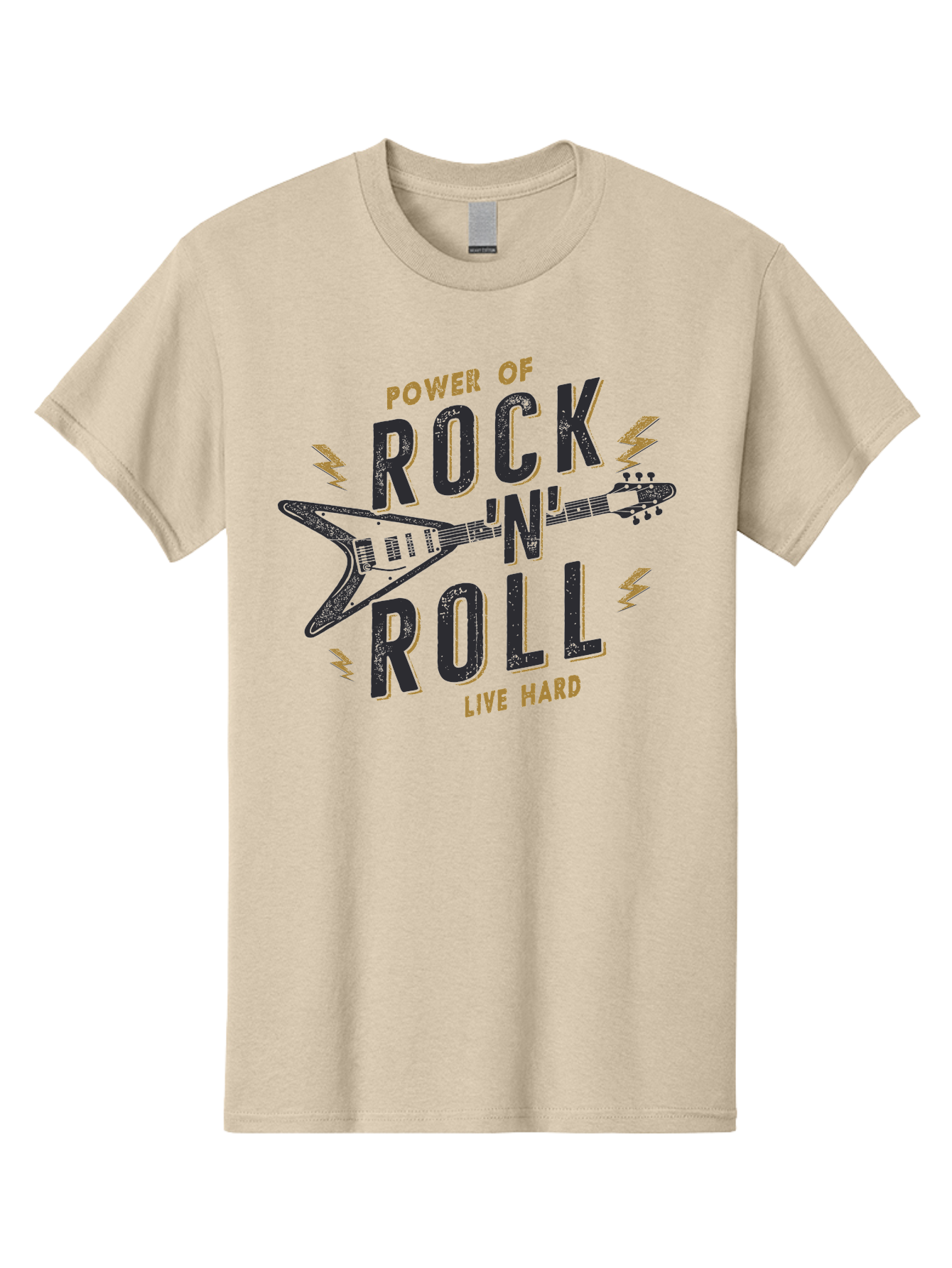 Power-Of-Rock-N-Roll-1 Men'S Graphic Tee, 100% Cotton, Comfortable Casual Summer Wear, Machine Washable, Rock N Roll Music, Electric Guitar, Live Hard, Rock On, Music Festival, Rock Concert, Guitar Lover, Rock Culture, Music Enthusiast Aab952 11