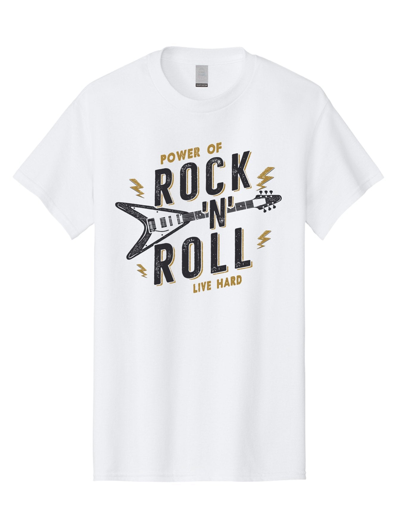 Power-Of-Rock-N-Roll-1 Men'S Graphic Tee, 100% Cotton, Comfortable Casual Summer Wear, Machine Washable, Rock N Roll Music, Electric Guitar, Live Hard, Rock On, Music Festival, Rock Concert, Guitar Lover, Rock Culture, Music Enthusiast Aab952 10
