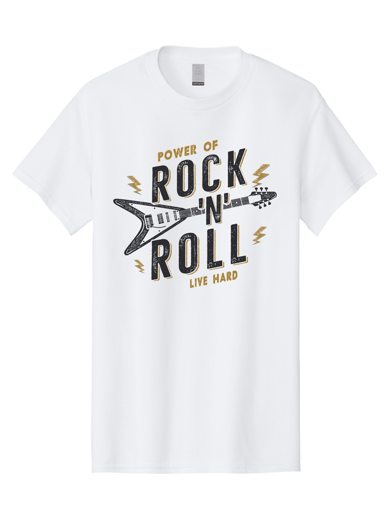 Power-Of-Rock-N-Roll-1 Men'S Graphic Tee, 100% Cotton, Comfortable Casual Summer Wear, Machine Washable, Rock N Roll Music, Electric Guitar, Live Hard, Rock On, Music Festival, Rock Concert, Guitar Lover, Rock Culture, Music Enthusiast Aab952 27