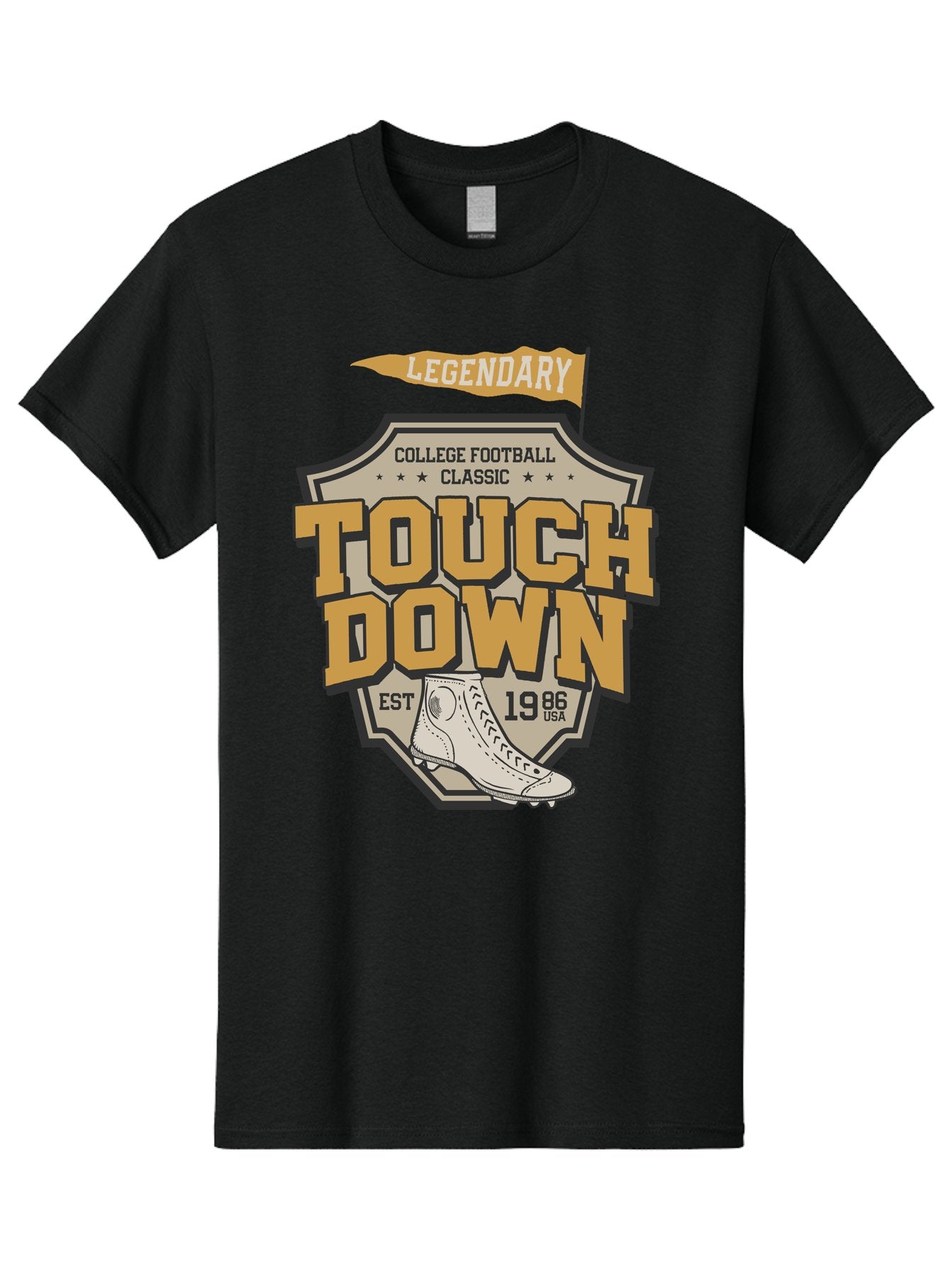 Touch-Down Men'S Graphic Tee, 100% Cotton, Comfortable Casual Summer Wear, Machine Washable, College Football, Touchdown, Classic Football, Legendary Sports, 1986 Usa, Football Cleats, Vintage Football Aab954 12