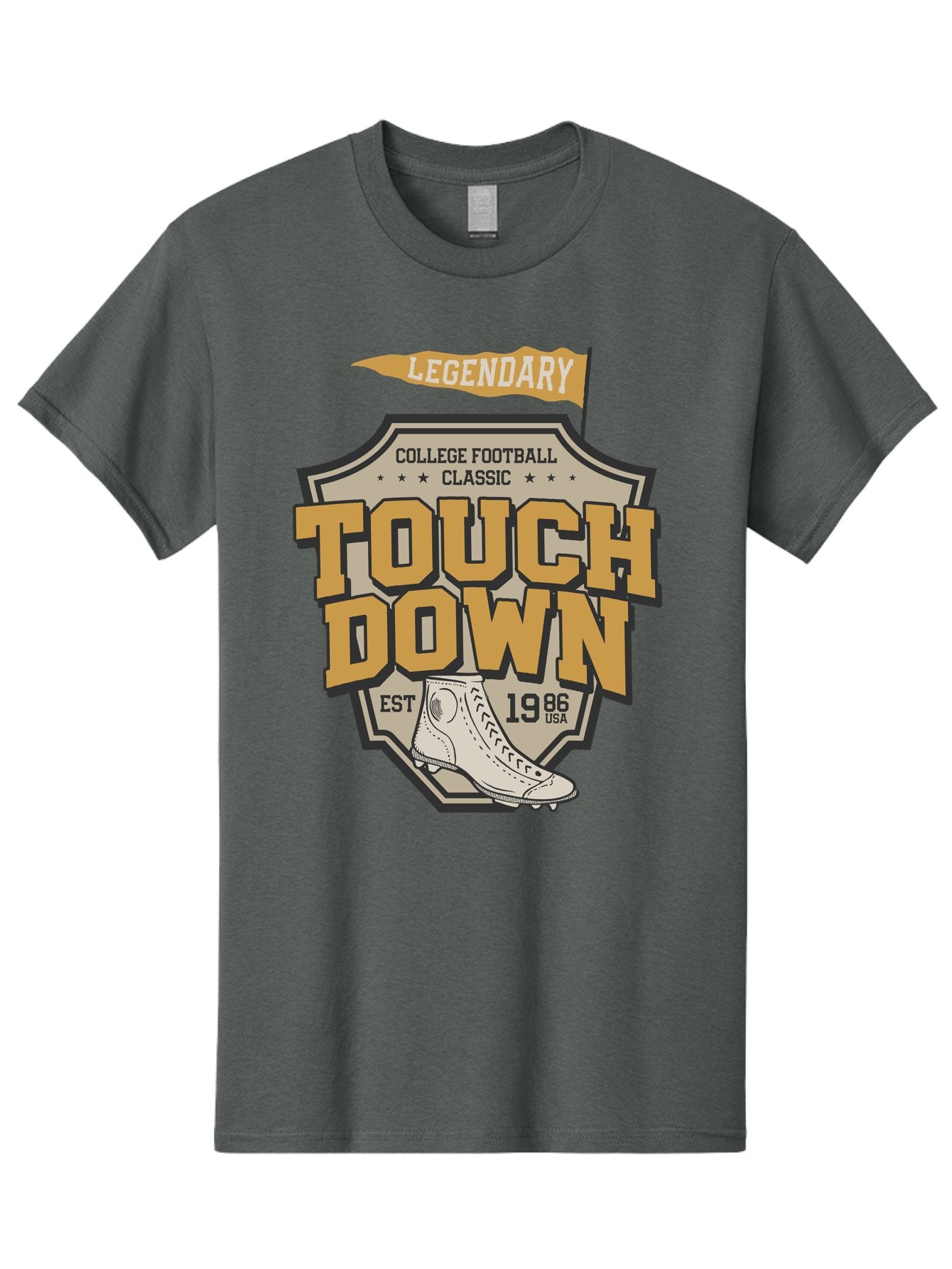 Touch-Down Men'S Graphic Tee, 100% Cotton, Comfortable Casual Summer Wear, Machine Washable, College Football, Touchdown, Classic Football, Legendary Sports, 1986 Usa, Football Cleats, Vintage Football Aab954 10