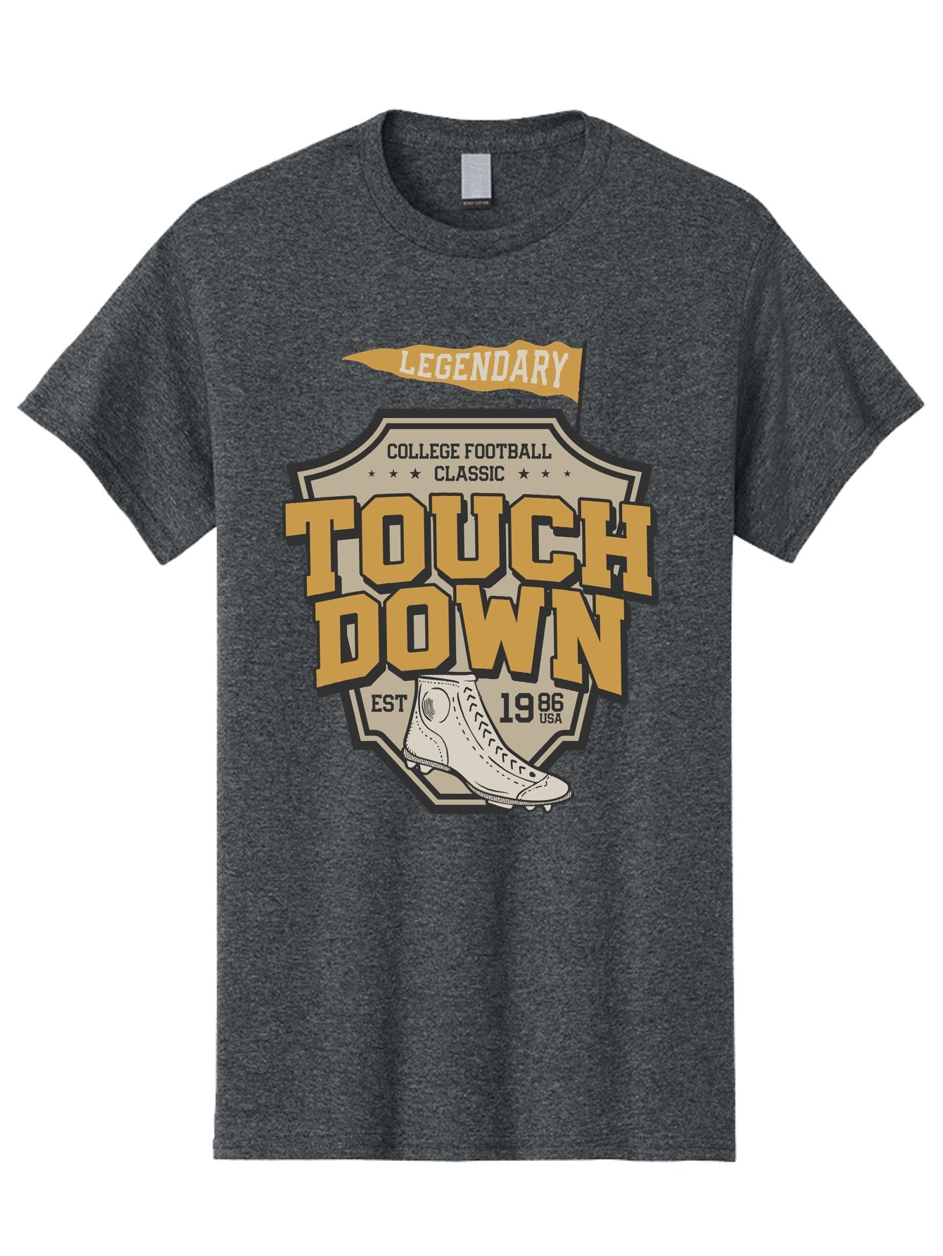 Touch-Down Men'S Graphic Tee, 100% Cotton, Comfortable Casual Summer Wear, Machine Washable, College Football, Touchdown, Classic Football, Legendary Sports, 1986 Usa, Football Cleats, Vintage Football Aab954 7