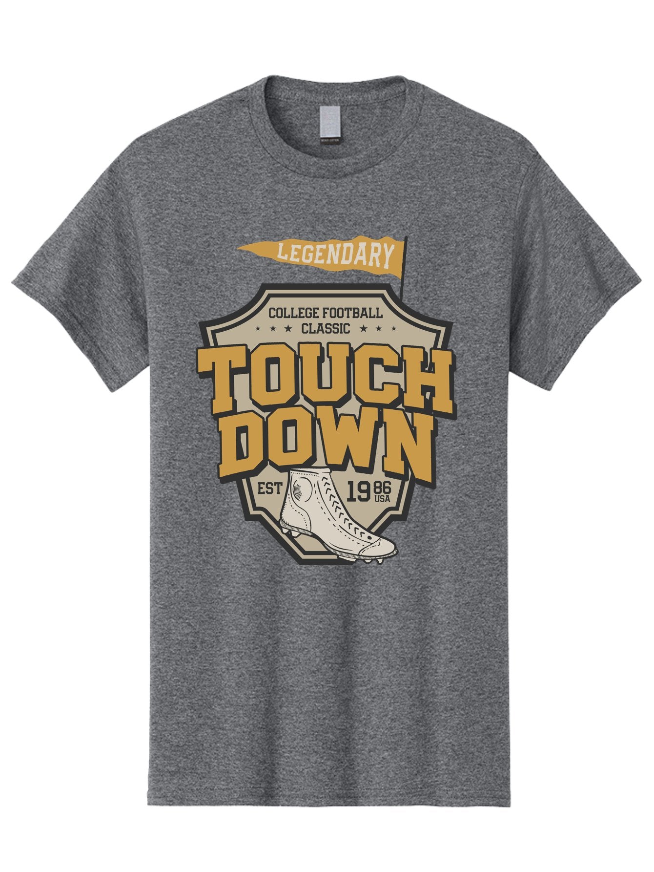 Touch-Down Men'S Graphic Tee, 100% Cotton, Comfortable Casual Summer Wear, Machine Washable, College Football, Touchdown, Classic Football, Legendary Sports, 1986 Usa, Football Cleats, Vintage Football Aab954 15