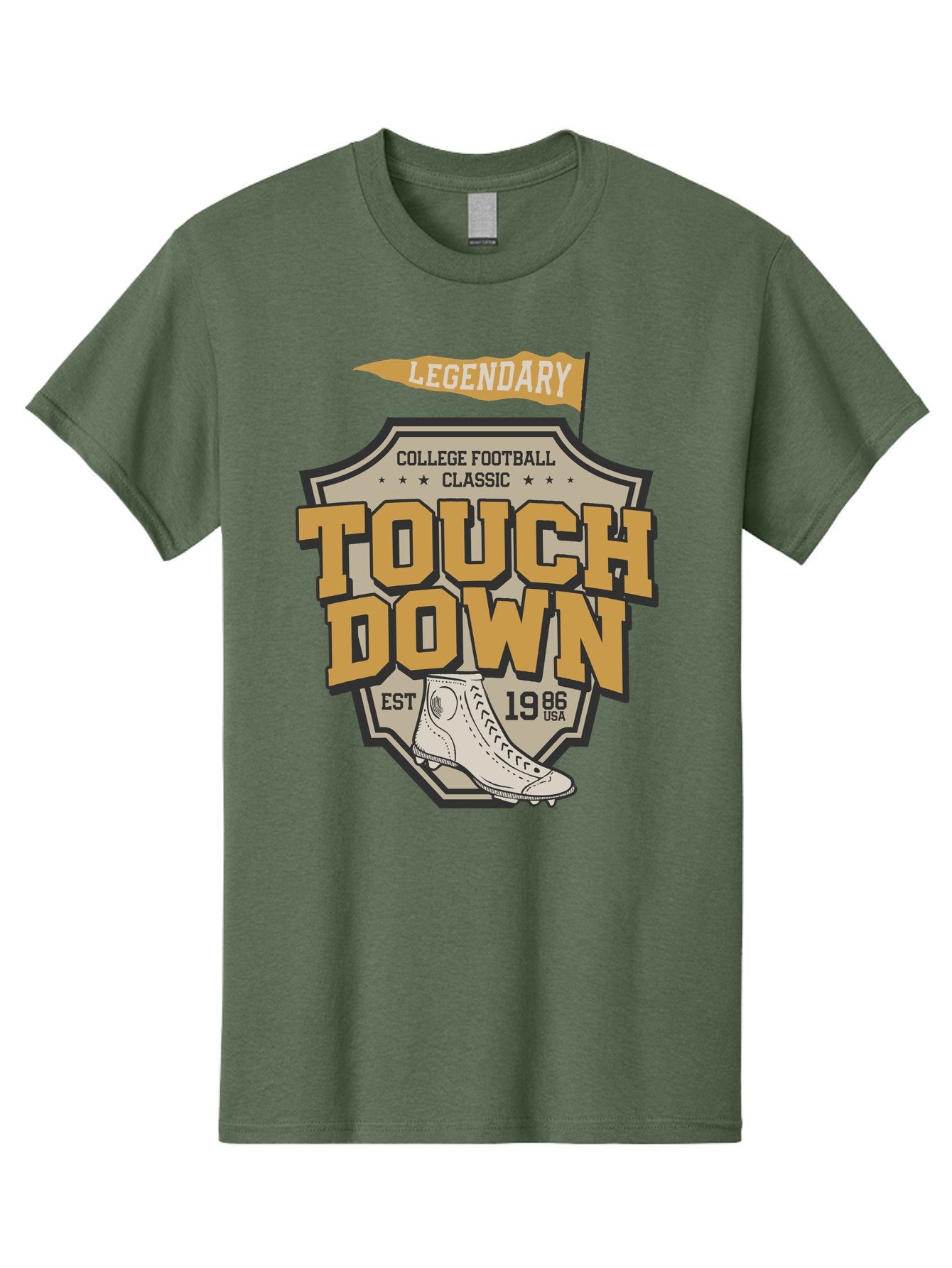 Touch-Down Men'S Graphic Tee, 100% Cotton, Comfortable Casual Summer Wear, Machine Washable, College Football, Touchdown, Classic Football, Legendary Sports, 1986 Usa, Football Cleats, Vintage Football Aab954 6