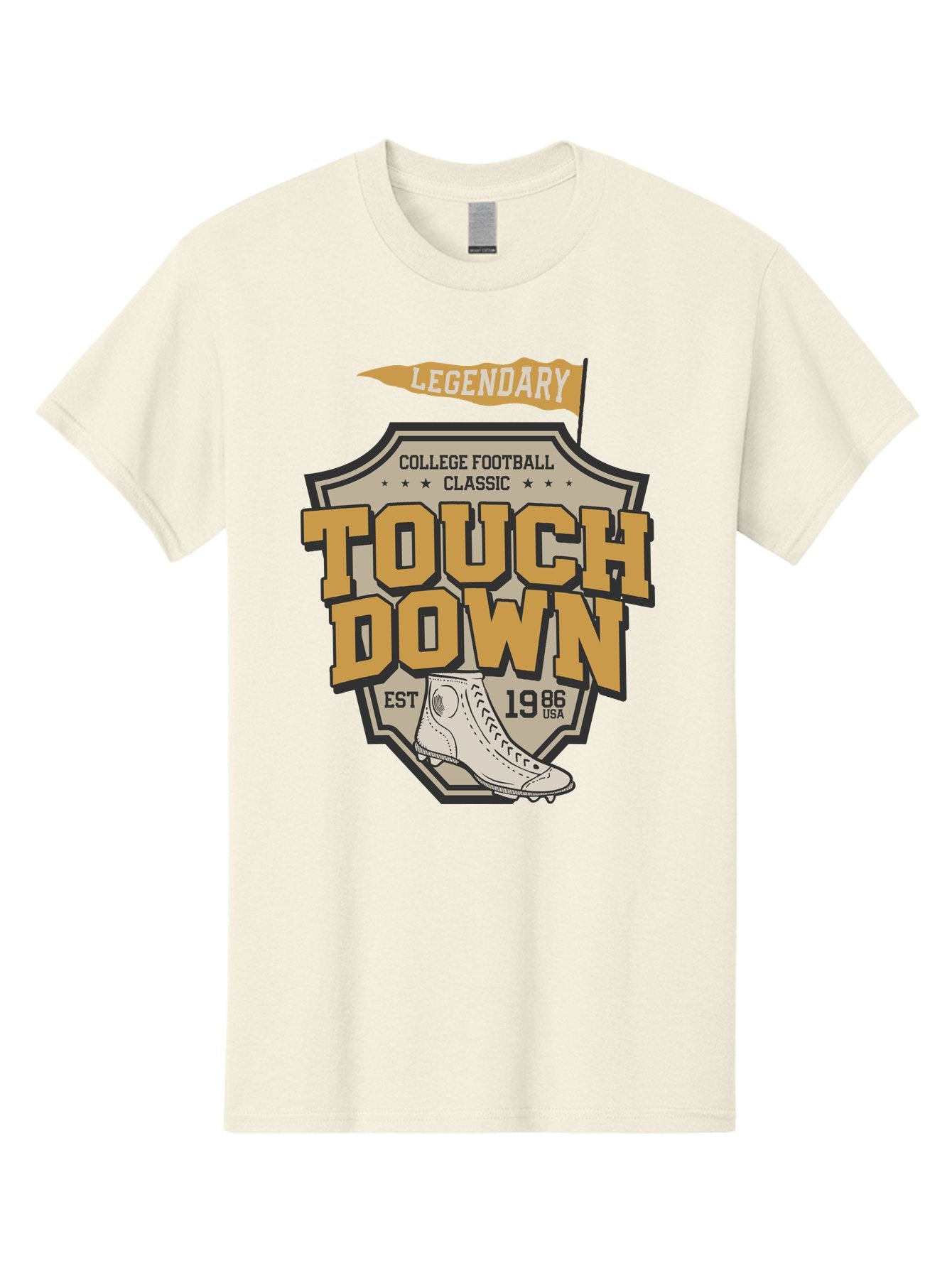 Touch-Down Men'S Graphic Tee, 100% Cotton, Comfortable Casual Summer Wear, Machine Washable, College Football, Touchdown, Classic Football, Legendary Sports, 1986 Usa, Football Cleats, Vintage Football Aab954 14