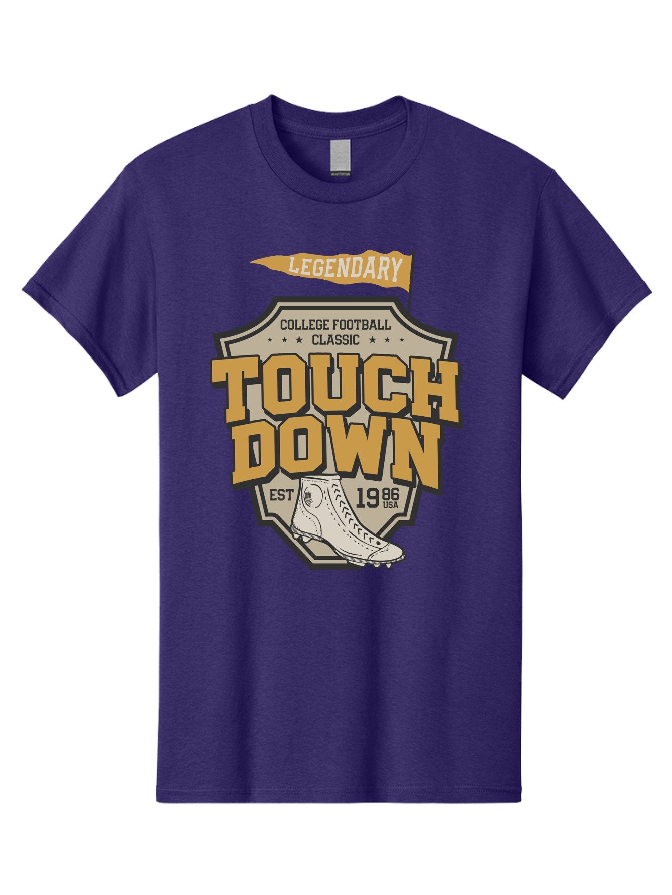 Touch-Down Men'S Graphic Tee, 100% Cotton, Comfortable Casual Summer Wear, Machine Washable, College Football, Touchdown, Classic Football, Legendary Sports, 1986 Usa, Football Cleats, Vintage Football Aab954 4