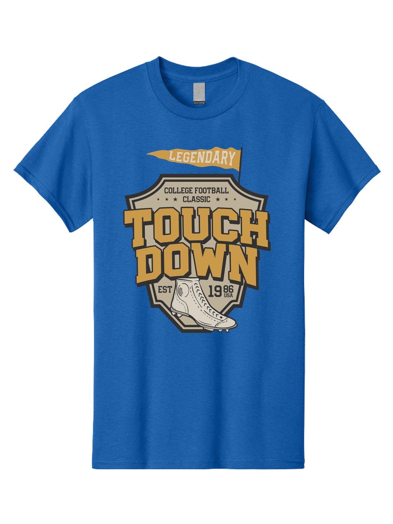 Touch-Down Men'S Graphic Tee, 100% Cotton, Comfortable Casual Summer Wear, Machine Washable, College Football, Touchdown, Classic Football, Legendary Sports, 1986 Usa, Football Cleats, Vintage Football Aab954 3