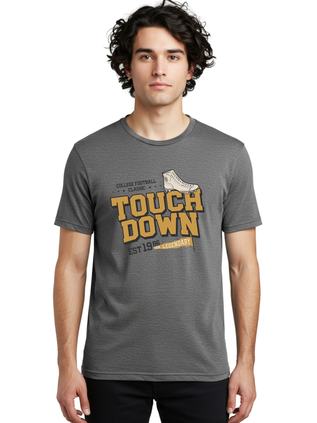 Touchdown Men'S Graphic Tee, 100% Cotton, Comfortable Casual Summer Wear, Machine Washable, College Football Classic, Touchdown, Legendary Football, Football Culture, Sports Nostalgia, Vintage Sports, Usa Football Legacy, Football History Aab955 17