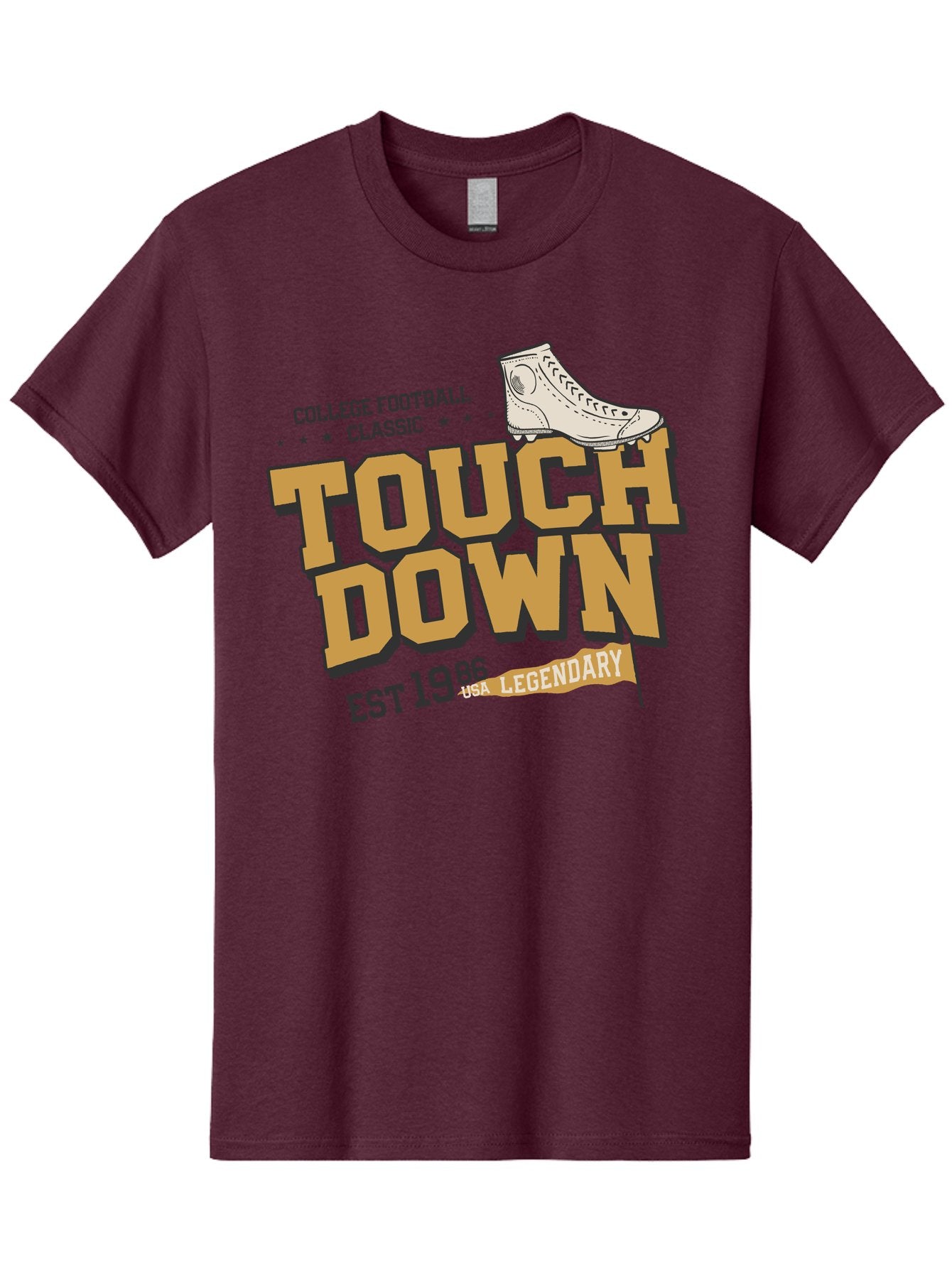 Touchdown Men'S Graphic Tee, 100% Cotton, Comfortable Casual Summer Wear, Machine Washable, College Football Classic, Touchdown, Legendary Football, Football Culture, Sports Nostalgia, Vintage Sports, Usa Football Legacy, Football History Aab955 9