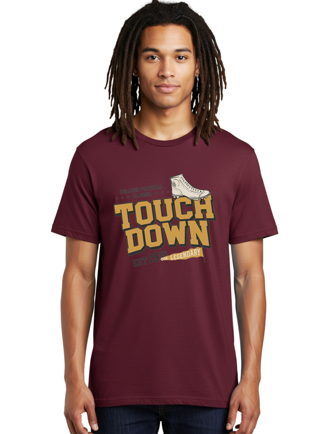 Touchdown Men'S Graphic Tee, 100% Cotton, Comfortable Casual Summer Wear, Machine Washable, College Football Classic, Touchdown, Legendary Football, Football Culture, Sports Nostalgia, Vintage Sports, Usa Football Legacy, Football History Aab955 10