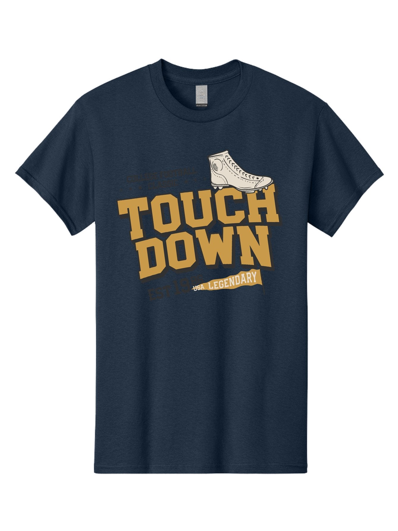 Touchdown Men'S Graphic Tee, 100% Cotton, Comfortable Casual Summer Wear, Machine Washable, College Football Classic, Touchdown, Legendary Football, Football Culture, Sports Nostalgia, Vintage Sports, Usa Football Legacy, Football History Aab955