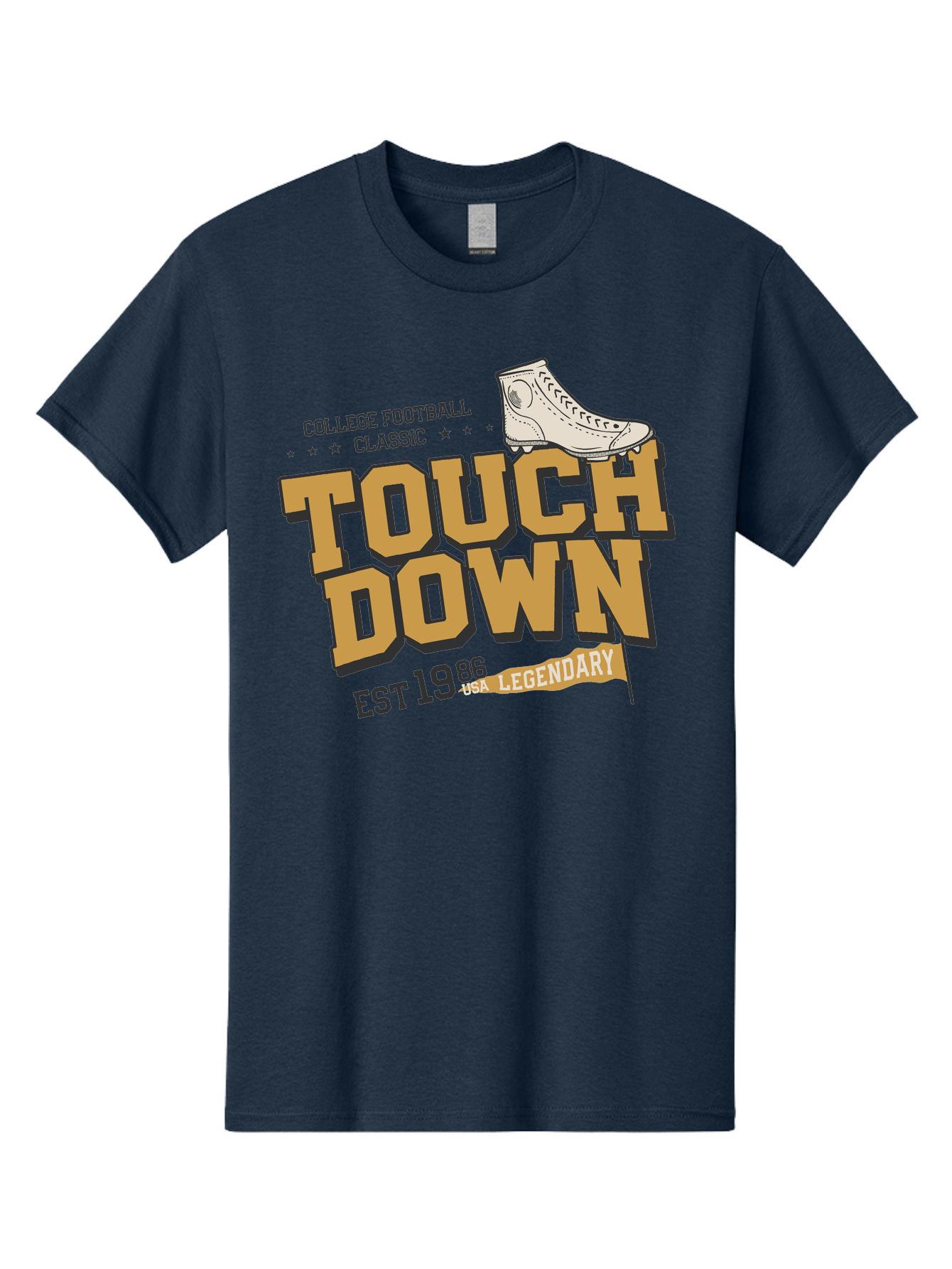 Touchdown Men'S Graphic Tee, 100% Cotton, Comfortable Casual Summer Wear, Machine Washable, College Football Classic, Touchdown, Legendary Football, Football Culture, Sports Nostalgia, Vintage Sports, Usa Football Legacy, Football History Aab955 21
