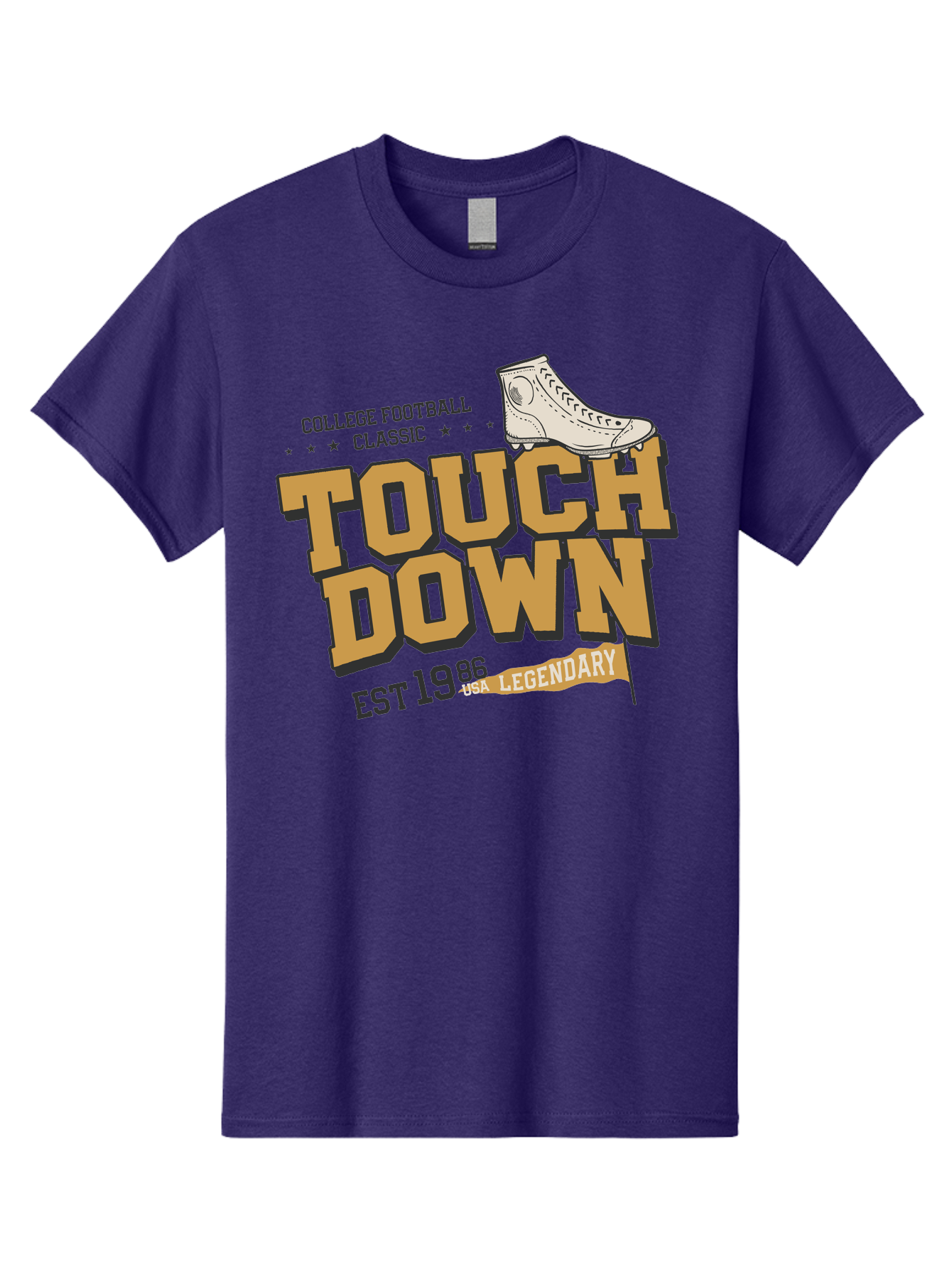 Touchdown Men'S Graphic Tee, 100% Cotton, Comfortable Casual Summer Wear, Machine Washable, College Football Classic, Touchdown, Legendary Football, Football Culture, Sports Nostalgia, Vintage Sports, Usa Football Legacy, Football History Aab955 25