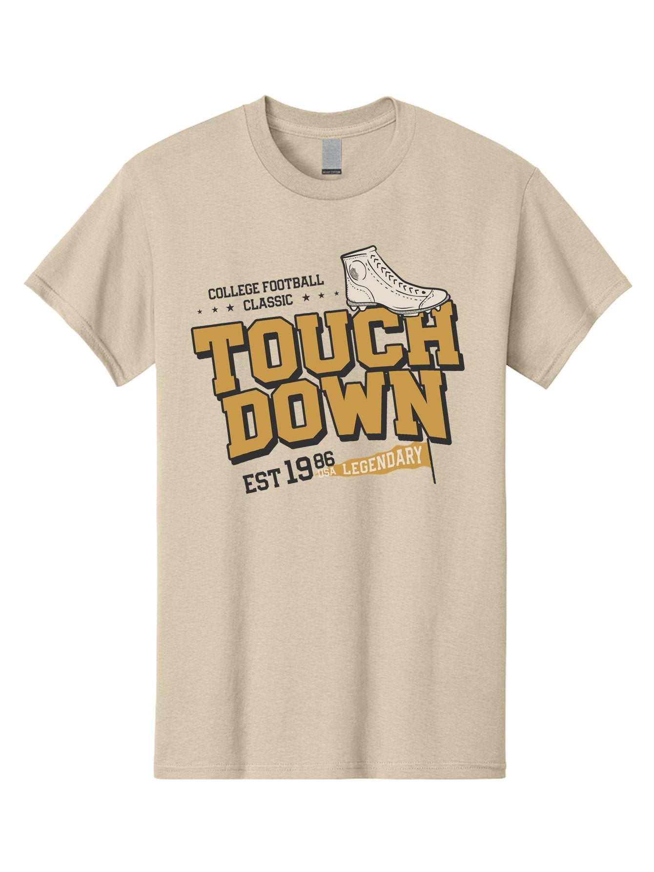 Touchdown Men'S Graphic Tee, 100% Cotton, Comfortable Casual Summer Wear, Machine Washable, College Football Classic, Touchdown, Legendary Football, Football Culture, Sports Nostalgia, Vintage Sports, Usa Football Legacy, Football History Aab955