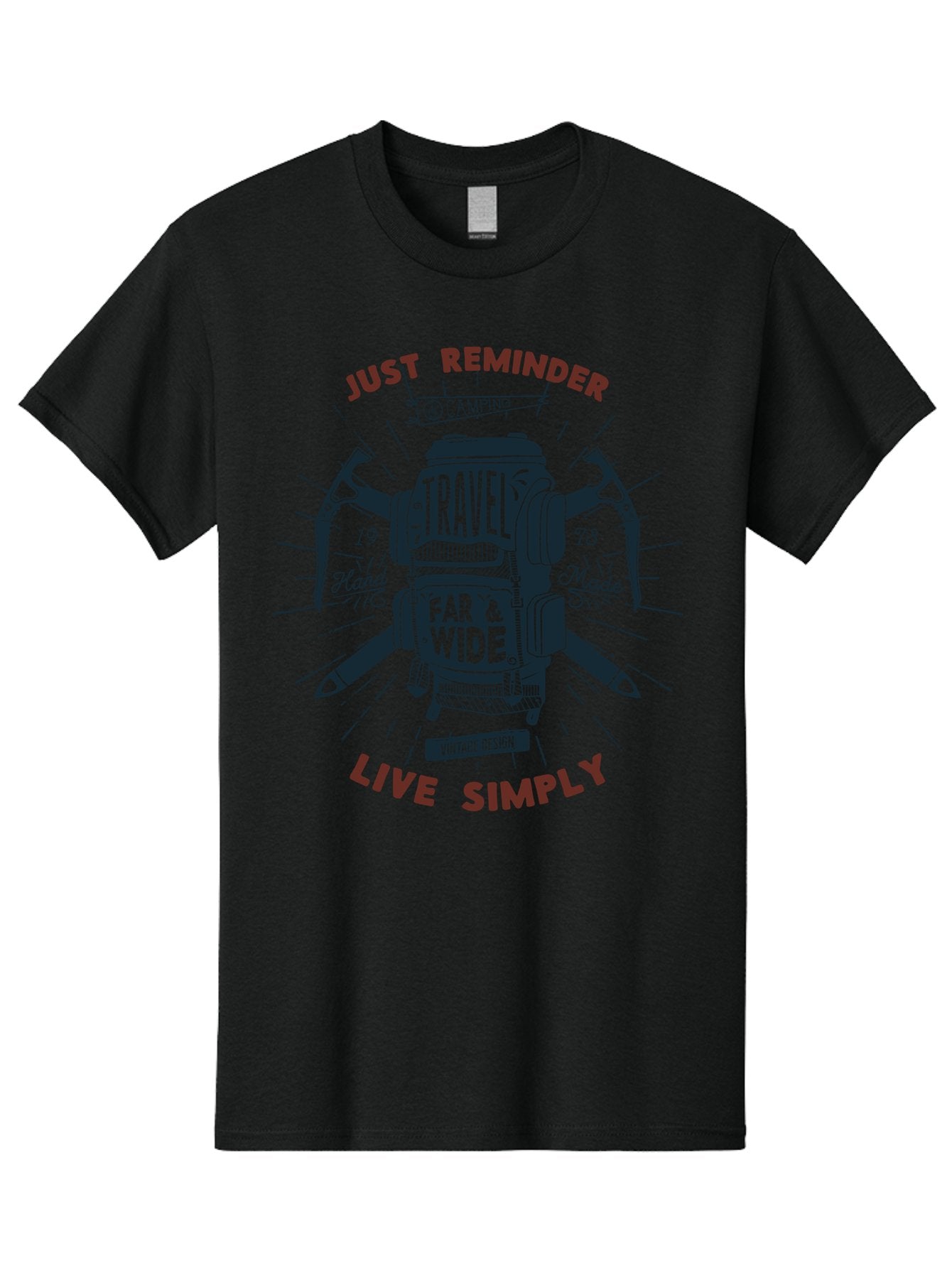 Travel-Far-Wide Men'S Graphic Tee, 100% Cotton, Comfortable Casual Summer Wear, Machine Washable, Travel Inspiration, Adventure, Camping, Vintage Design, Outdoor Lifestyle, Simplicity, Exploration, Wanderlust, Just Reminder, Live Simply Aab958 7
