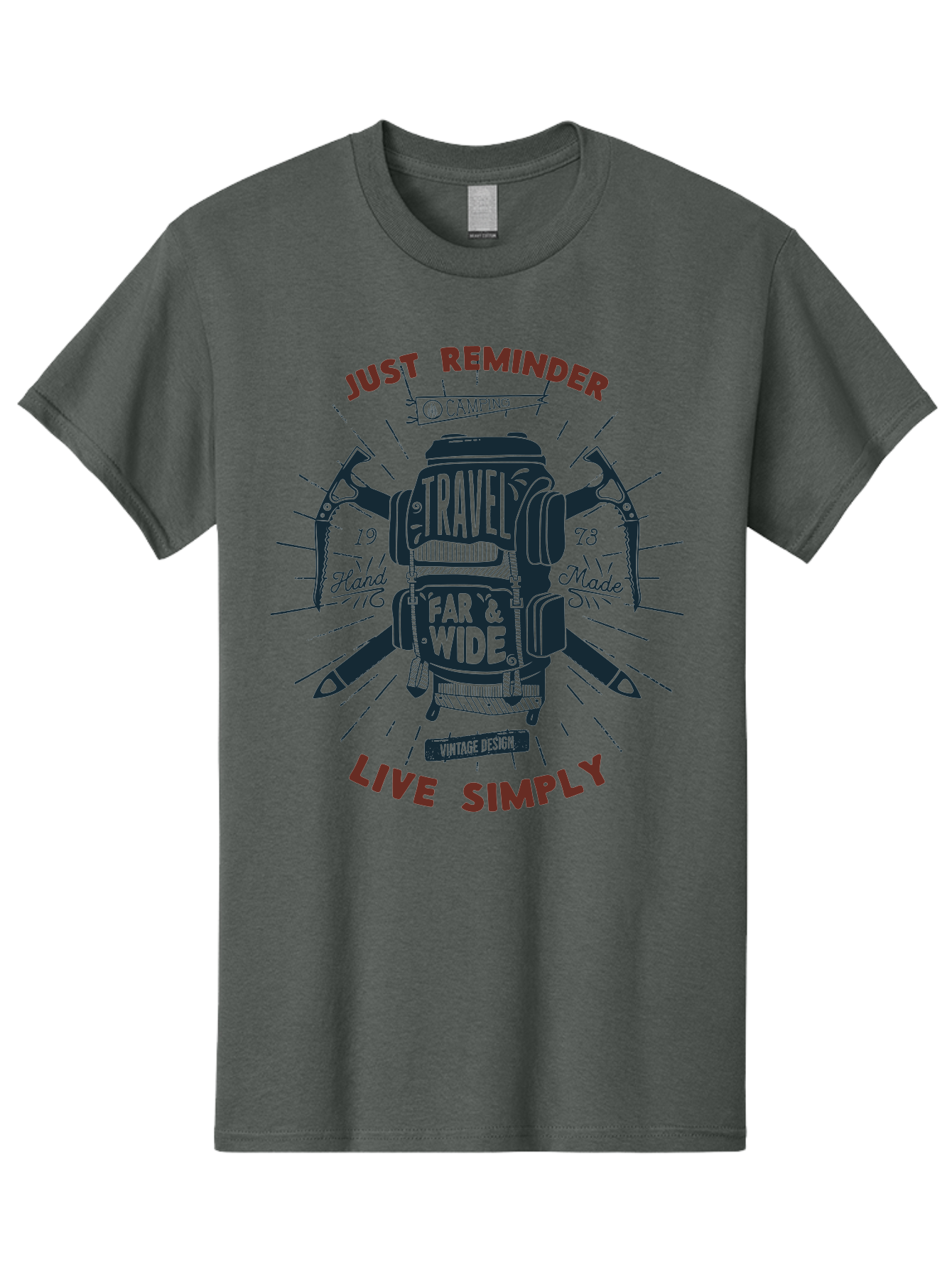 Travel-Far-Wide Men'S Graphic Tee, 100% Cotton, Comfortable Casual Summer Wear, Machine Washable, Travel Inspiration, Adventure, Camping, Vintage Design, Outdoor Lifestyle, Simplicity, Exploration, Wanderlust, Just Reminder, Live Simply Aab958 19