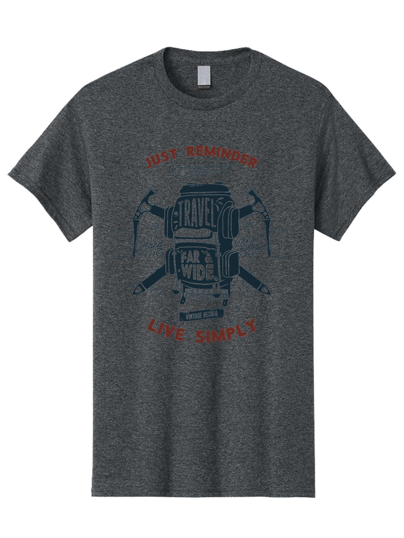 Travel-Far-Wide Men'S Graphic Tee, 100% Cotton, Comfortable Casual Summer Wear, Machine Washable, Travel Inspiration, Adventure, Camping, Vintage Design, Outdoor Lifestyle, Simplicity, Exploration, Wanderlust, Just Reminder, Live Simply Aab958 21