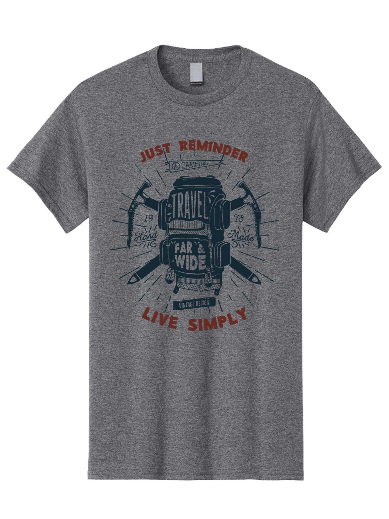 Travel-Far-Wide Men'S Graphic Tee, 100% Cotton, Comfortable Casual Summer Wear, Machine Washable, Travel Inspiration, Adventure, Camping, Vintage Design, Outdoor Lifestyle, Simplicity, Exploration, Wanderlust, Just Reminder, Live Simply Aab958 8