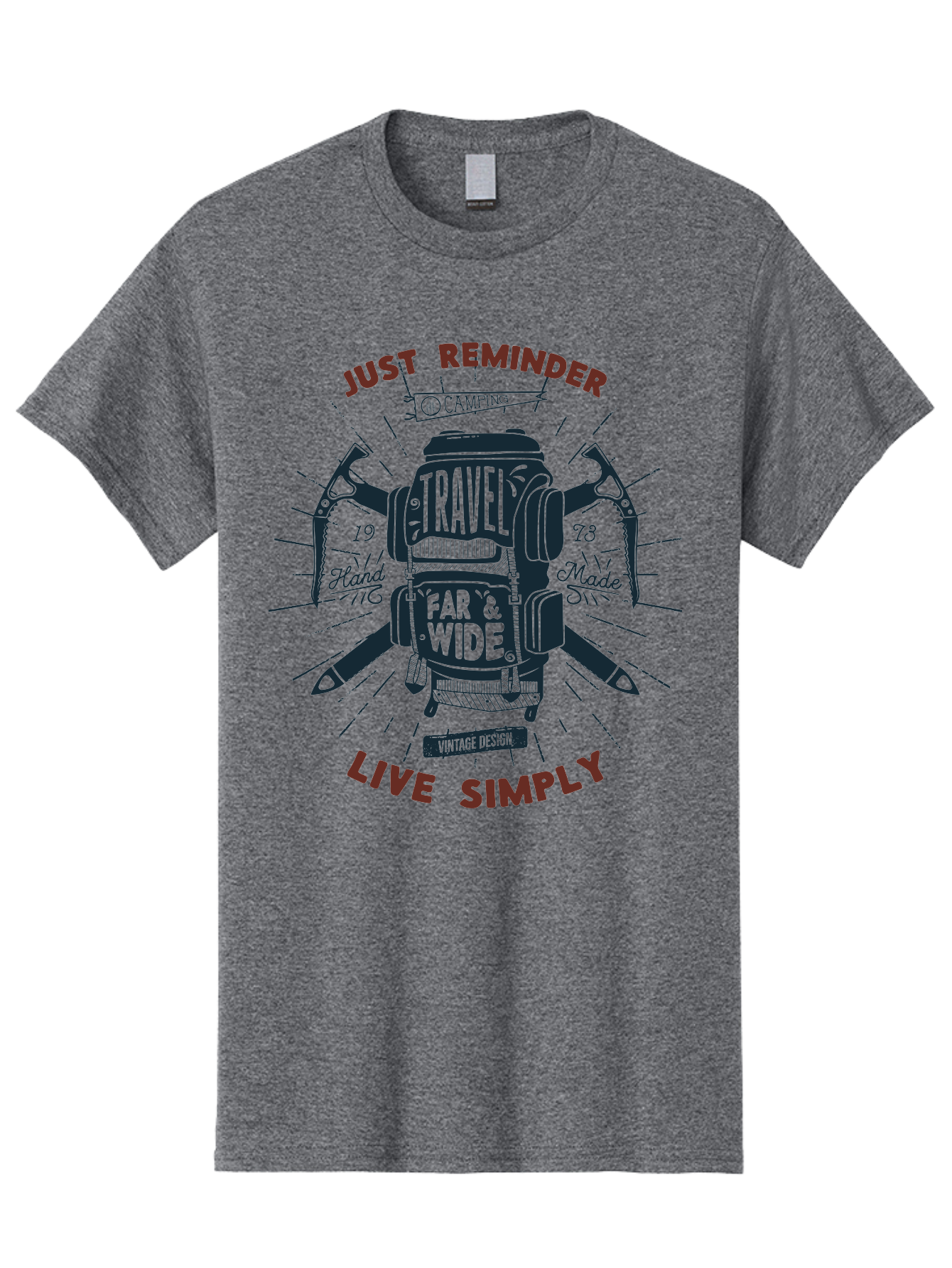 Travel-Far-Wide Men'S Graphic Tee, 100% Cotton, Comfortable Casual Summer Wear, Machine Washable, Travel Inspiration, Adventure, Camping, Vintage Design, Outdoor Lifestyle, Simplicity, Exploration, Wanderlust, Just Reminder, Live Simply Aab958 11