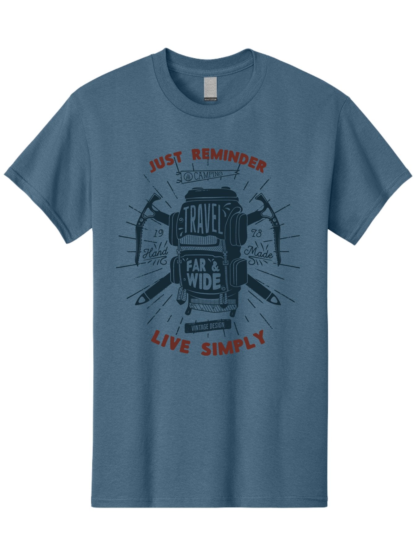 Travel-Far-Wide Men'S Graphic Tee, 100% Cotton, Comfortable Casual Summer Wear, Machine Washable, Travel Inspiration, Adventure, Camping, Vintage Design, Outdoor Lifestyle, Simplicity, Exploration, Wanderlust, Just Reminder, Live Simply Aab958 10