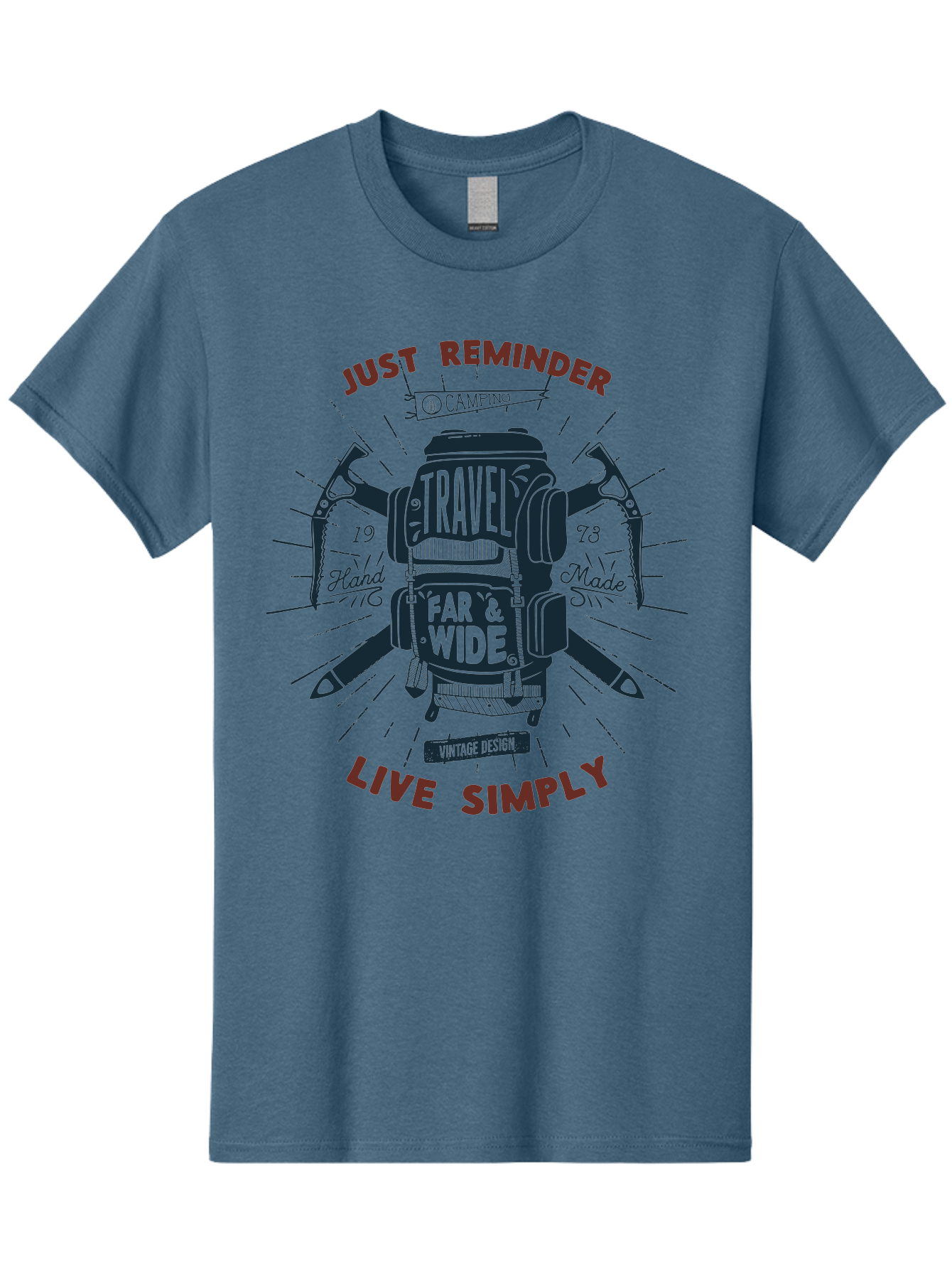Travel-Far-Wide Men'S Graphic Tee, 100% Cotton, Comfortable Casual Summer Wear, Machine Washable, Travel Inspiration, Adventure, Camping, Vintage Design, Outdoor Lifestyle, Simplicity, Exploration, Wanderlust, Just Reminder, Live Simply Aab958 27