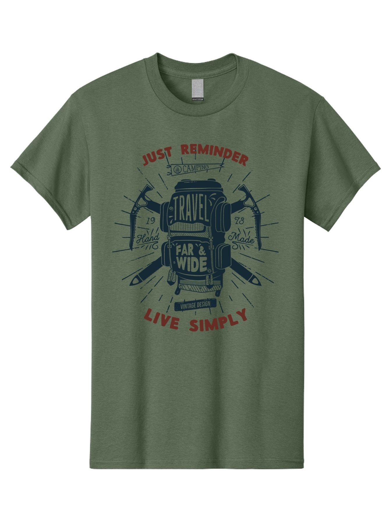 Travel-Far-Wide Men'S Graphic Tee, 100% Cotton, Comfortable Casual Summer Wear, Machine Washable, Travel Inspiration, Adventure, Camping, Vintage Design, Outdoor Lifestyle, Simplicity, Exploration, Wanderlust, Just Reminder, Live Simply Aab958 4