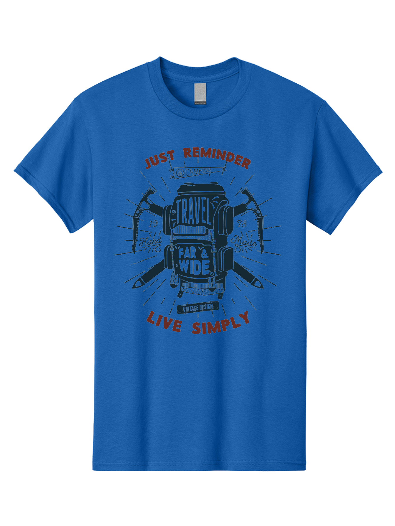 Travel-Far-Wide Men'S Graphic Tee, 100% Cotton, Comfortable Casual Summer Wear, Machine Washable, Travel Inspiration, Adventure, Camping, Vintage Design, Outdoor Lifestyle, Simplicity, Exploration, Wanderlust, Just Reminder, Live Simply Aab958 3